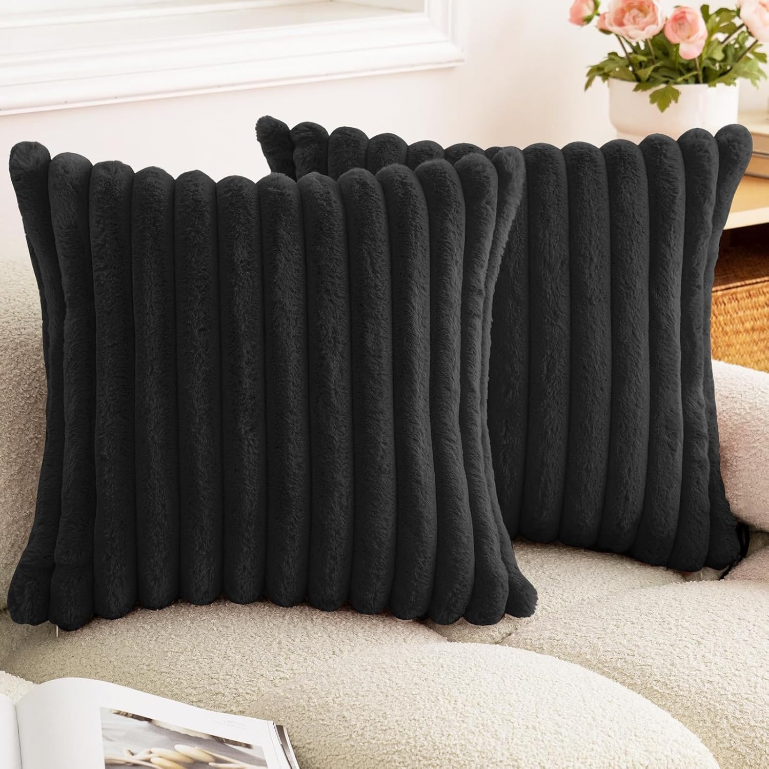 2-PACK MODERN PLUSH STRIPED PILLOW