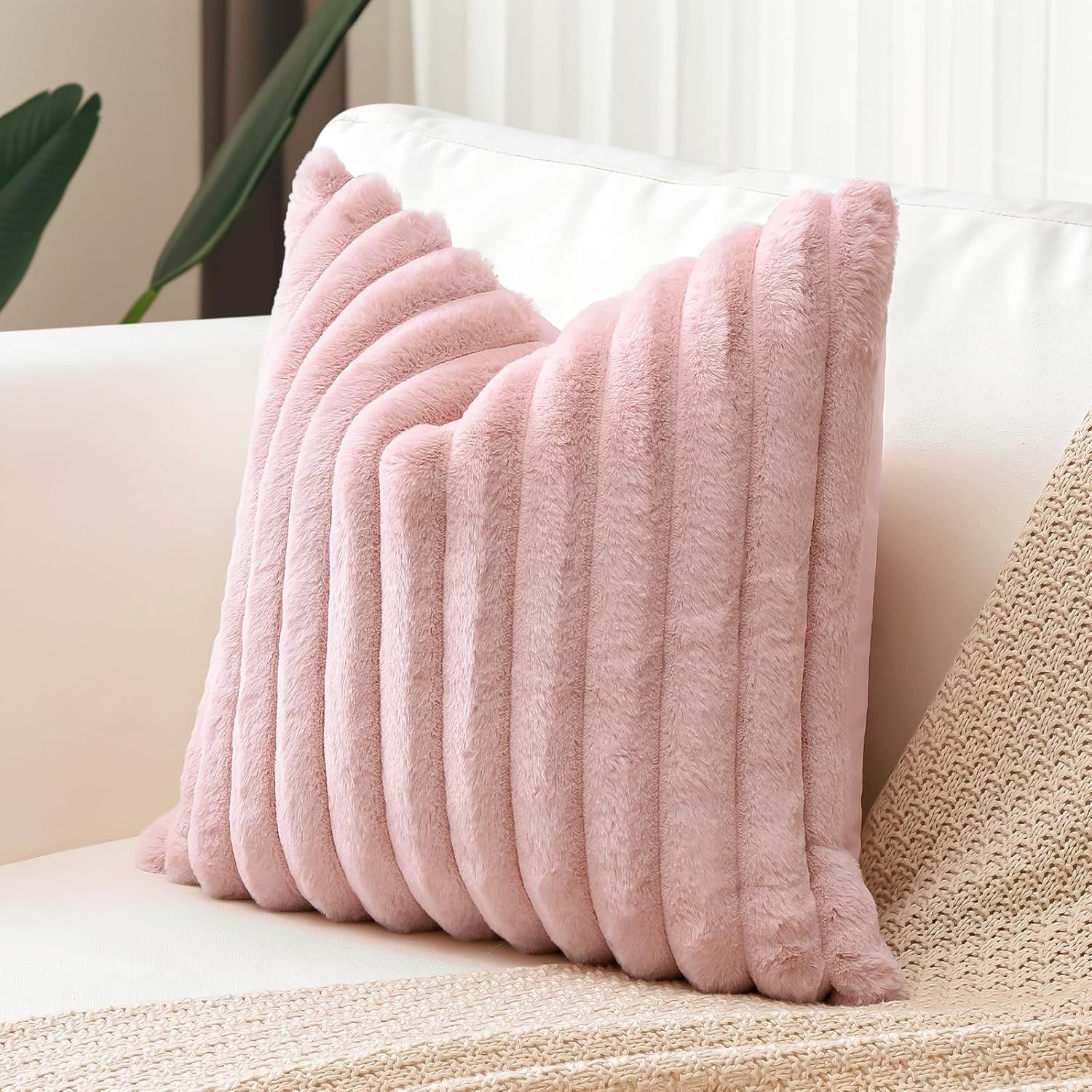2-PACK MODERN PLUSH STRIPED PILLOW