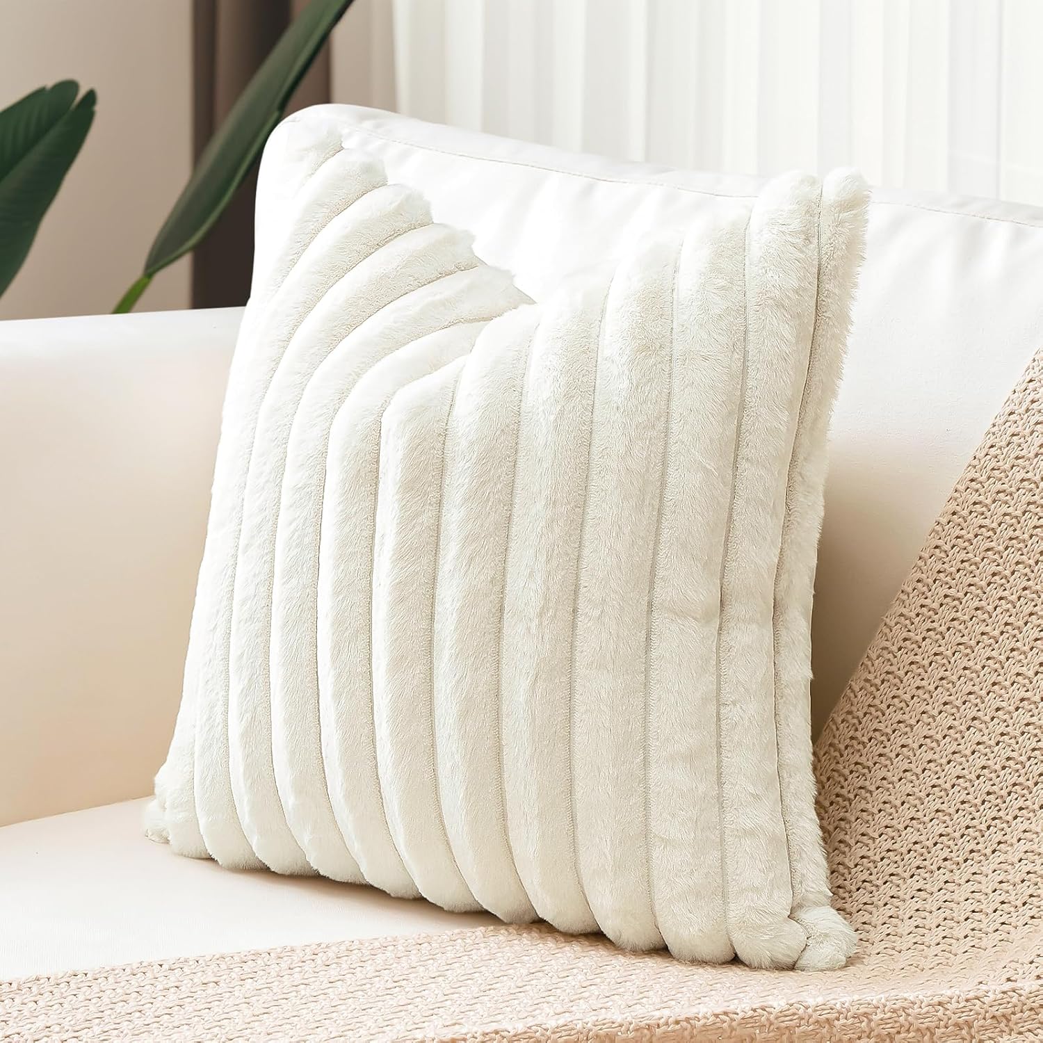 2-PACK MODERN PLUSH STRIPED PILLOW