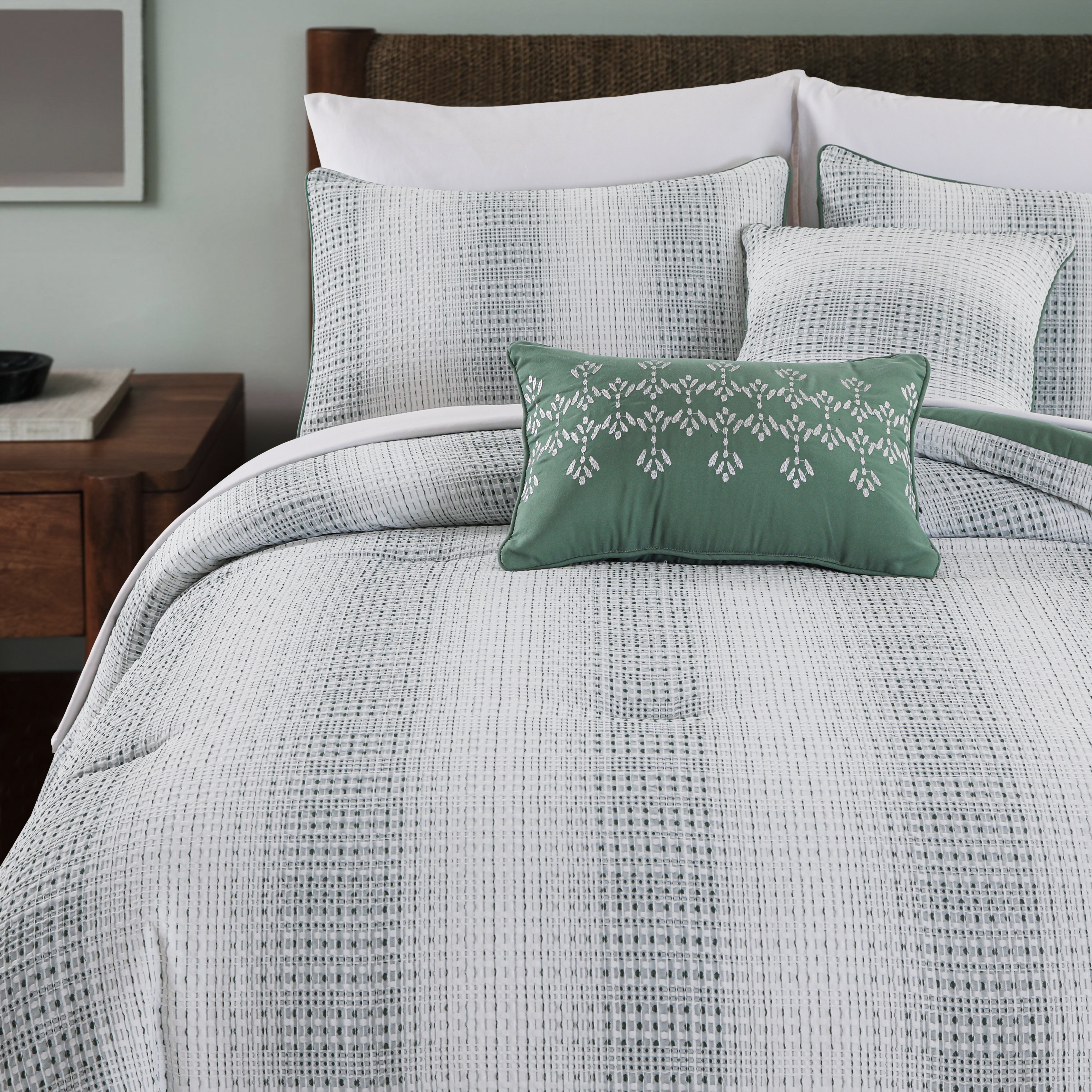 WAFFLE WEAVE STRIPE COMFORTER SET