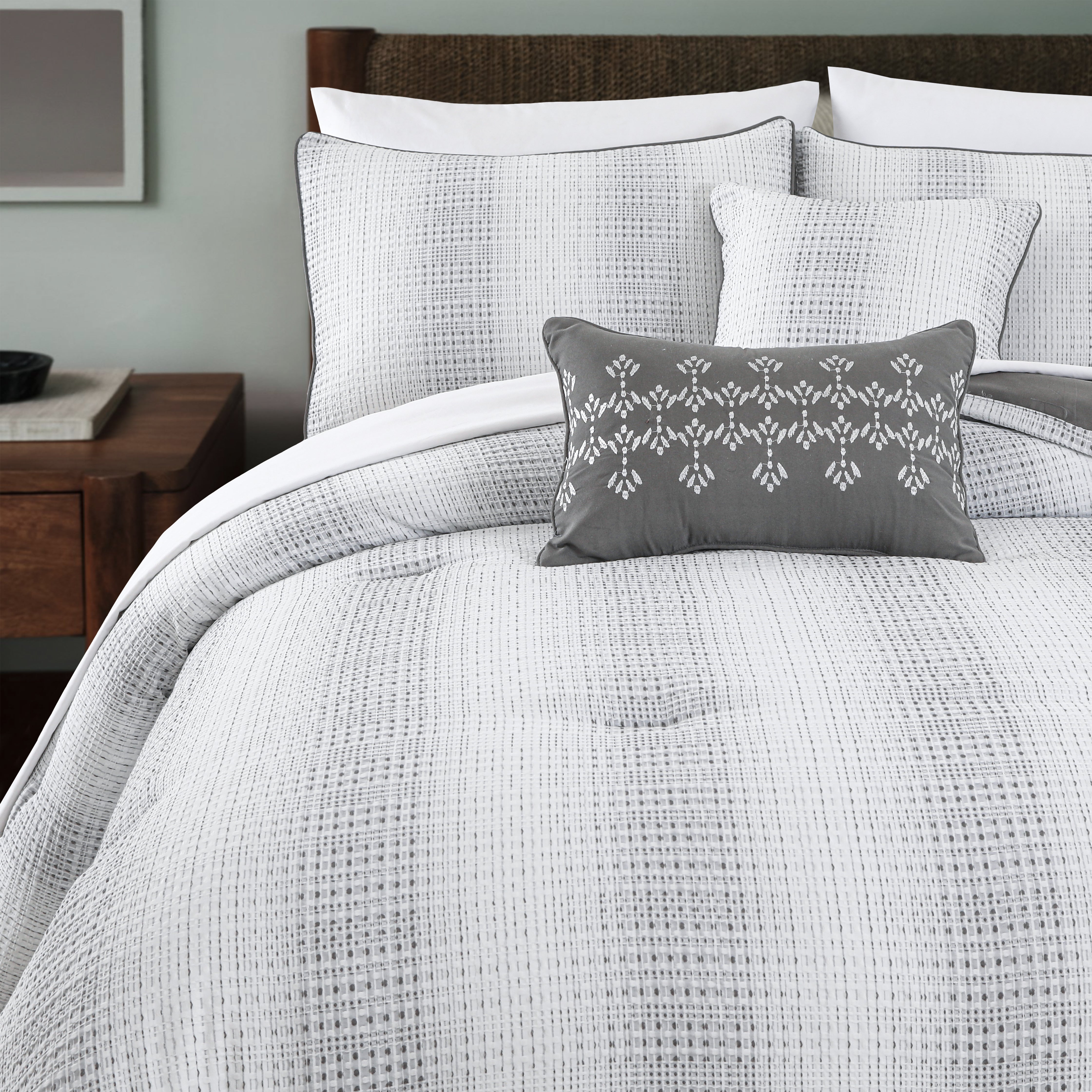 WAFFLE WEAVE STRIPE COMFORTER SET