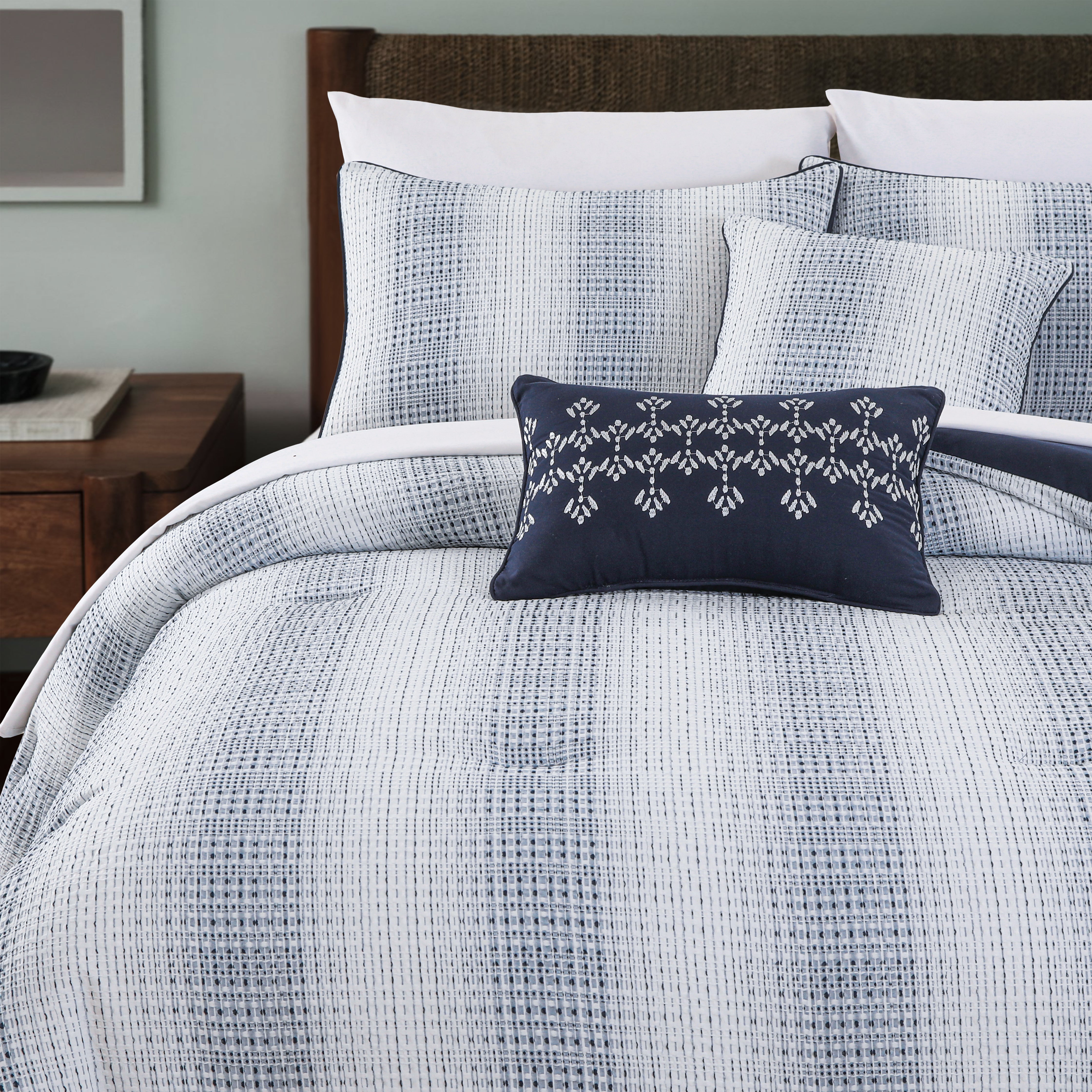 WAFFLE WEAVE STRIPE COMFORTER SET