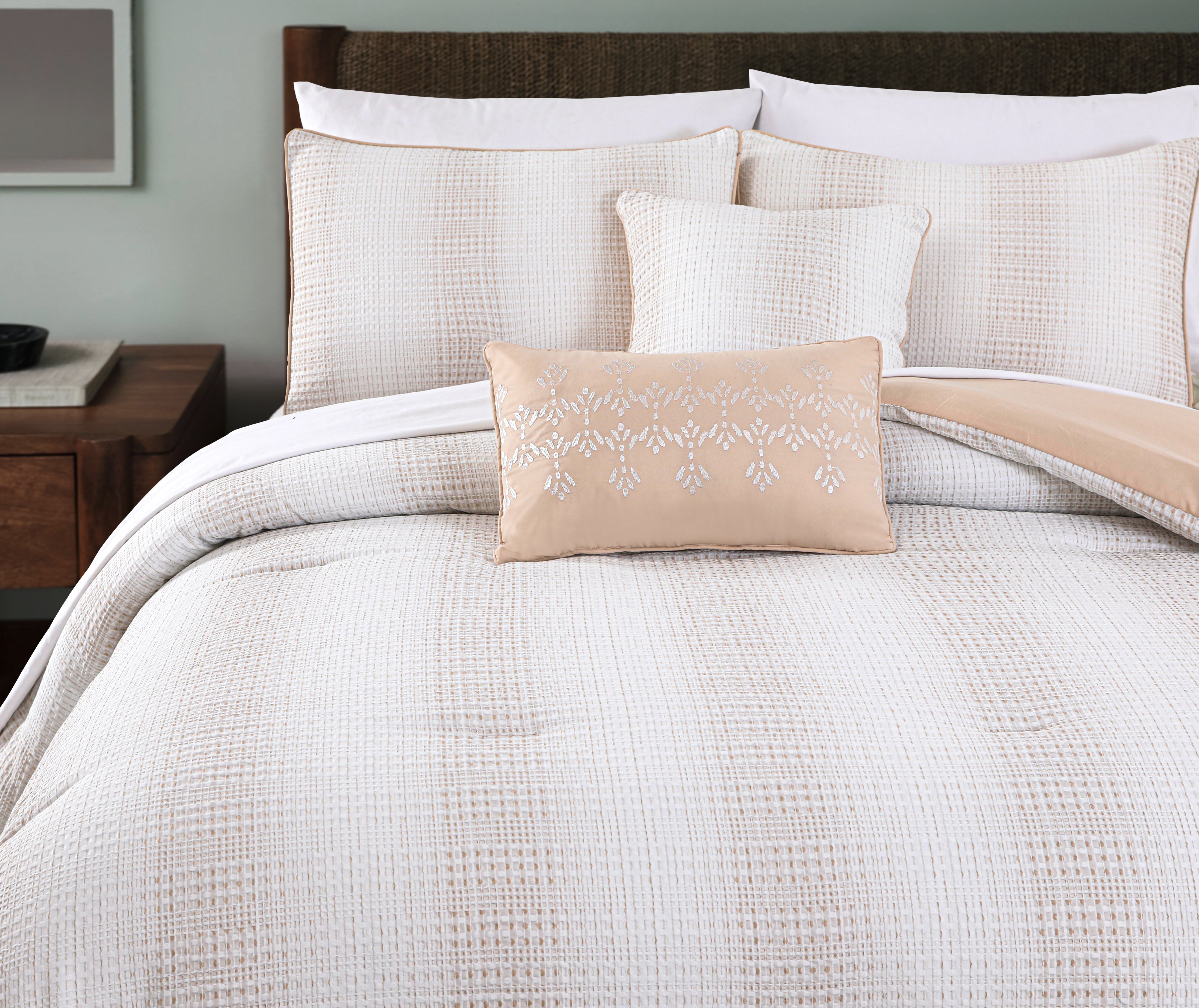 WAFFLE WEAVE STRIPE COMFORTER SET