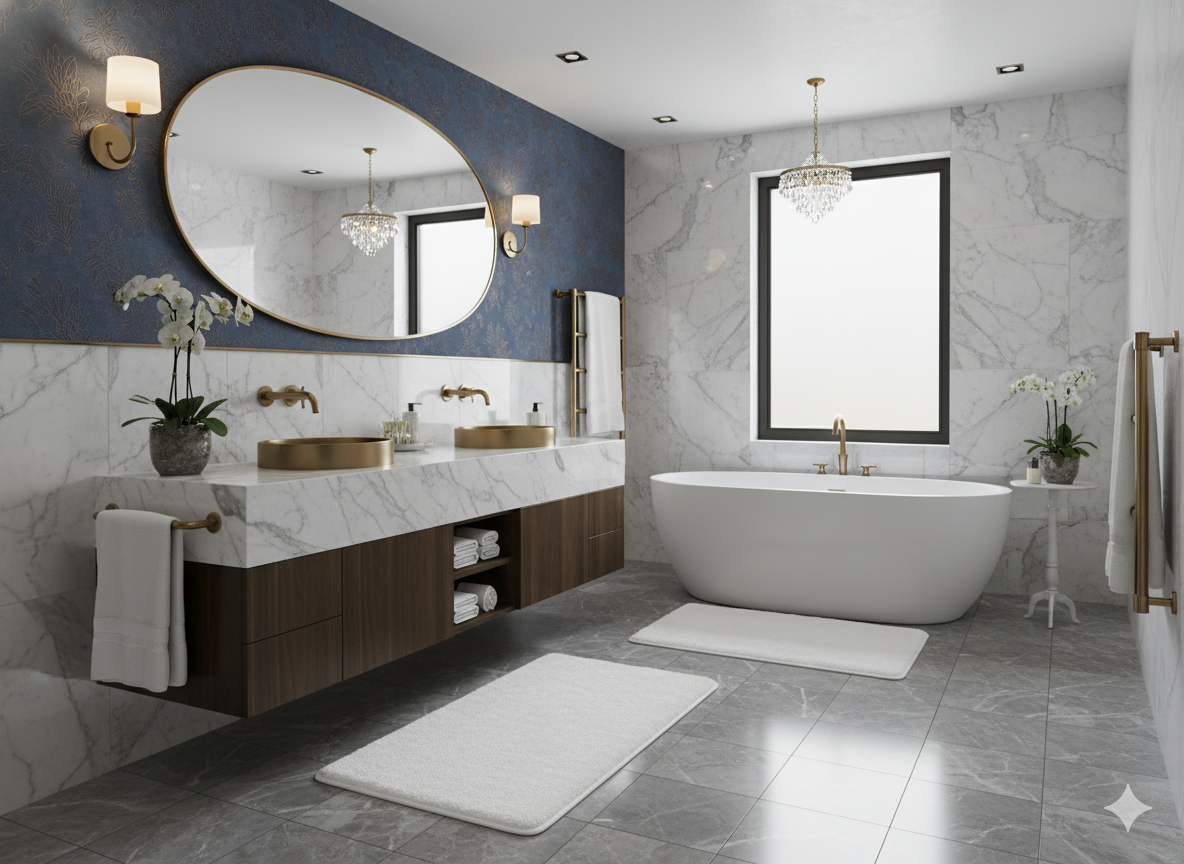 2-PIECE RABBIT FUR BATH MAT