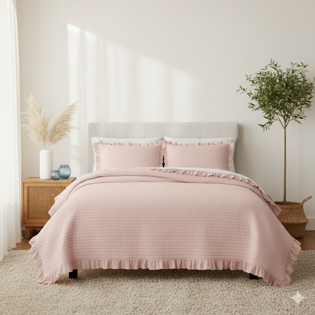 STRIPE TEXTURED QUILT BEDDING SET