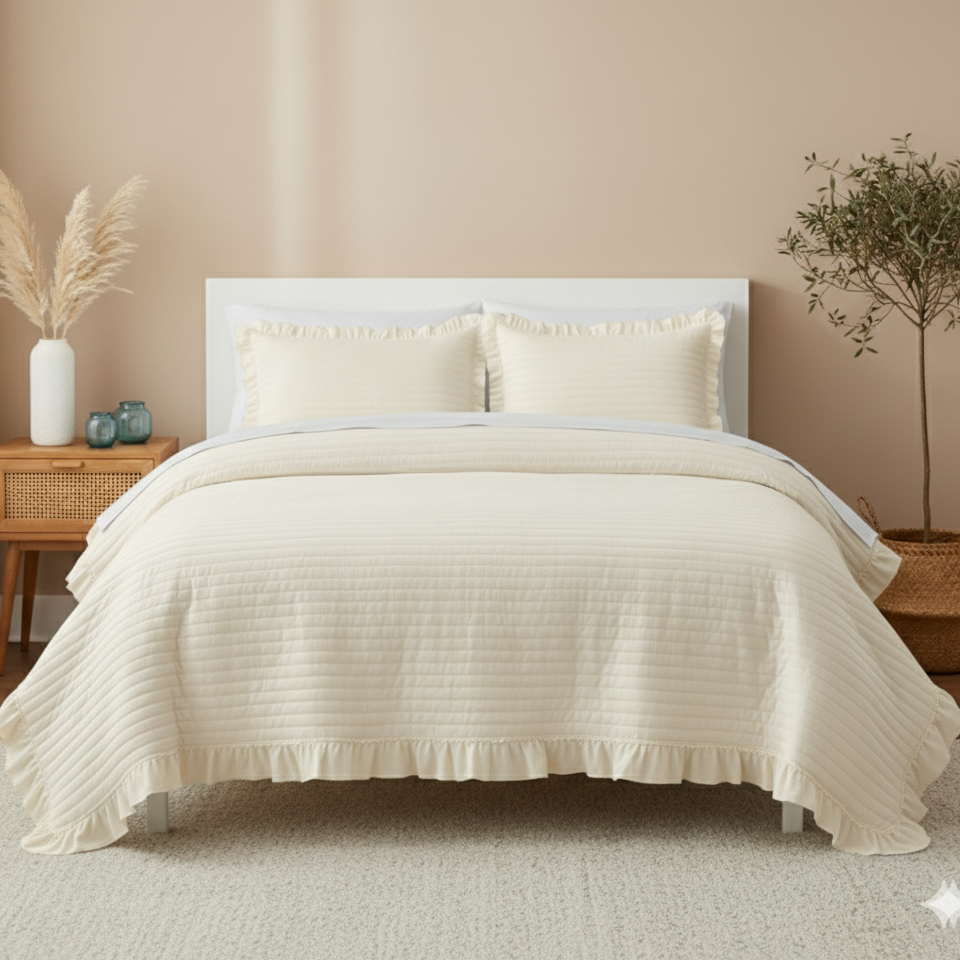 STRIPE TEXTURED QUILT BEDDING SET