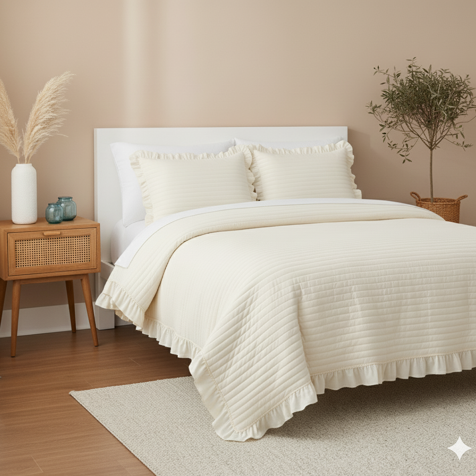 STRIPE TEXTURED QUILT BEDDING SET