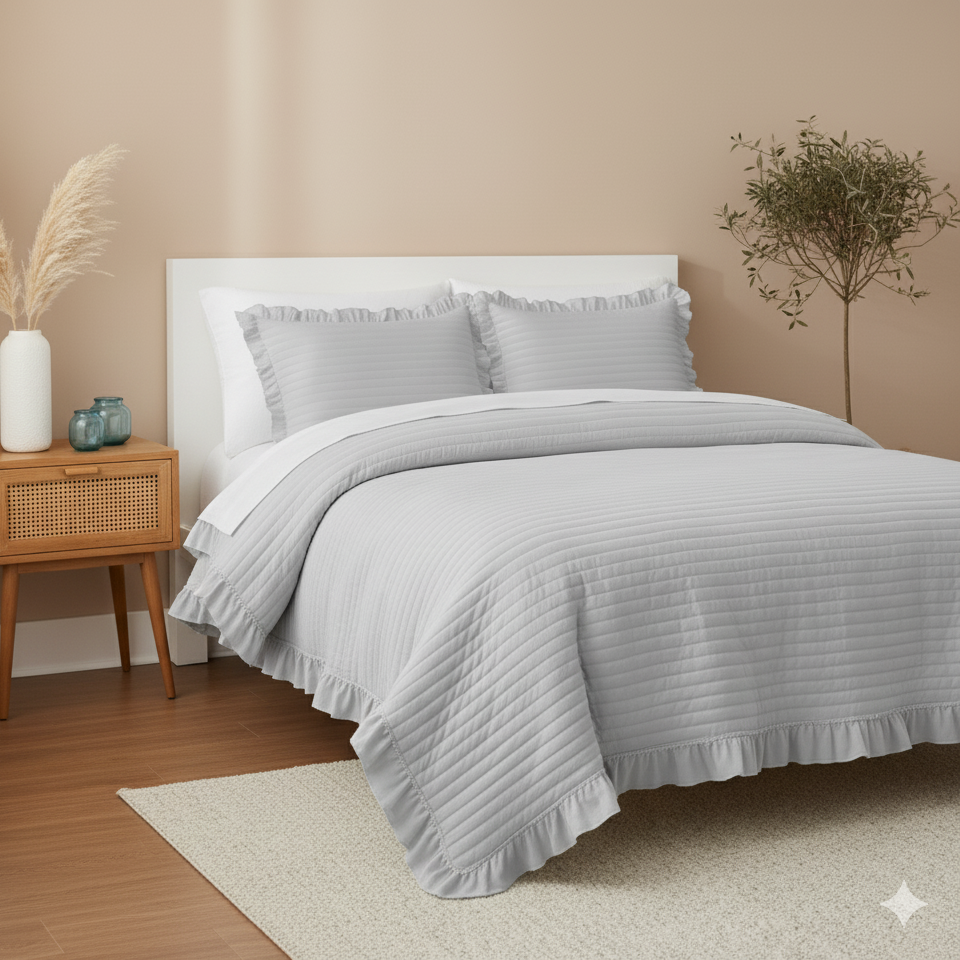 STRIPE TEXTURED QUILT BEDDING SET