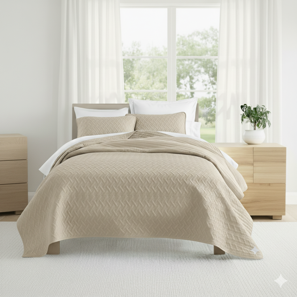 GEOMETRIC TEXTURED LIGHTWEIGHT QUILT SET