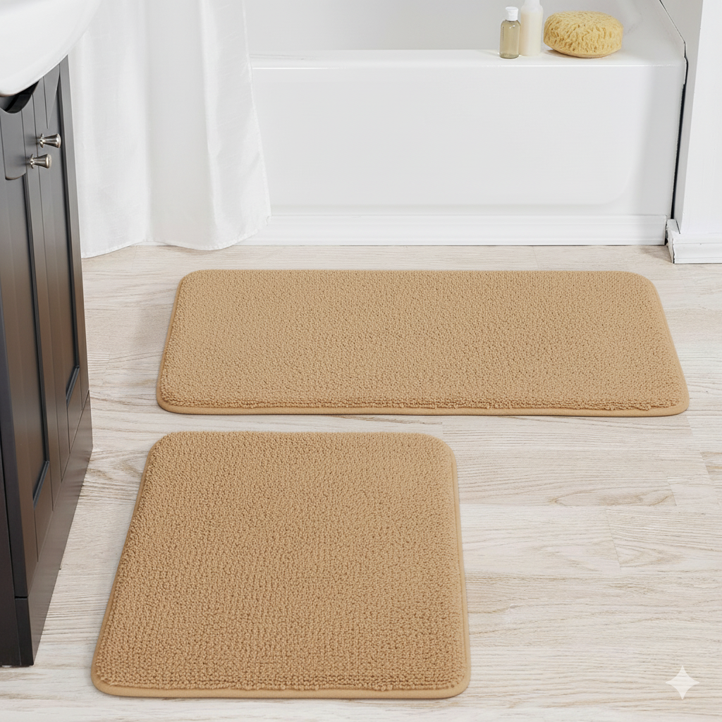 2-PIECE RABBIT FUR BATH MAT