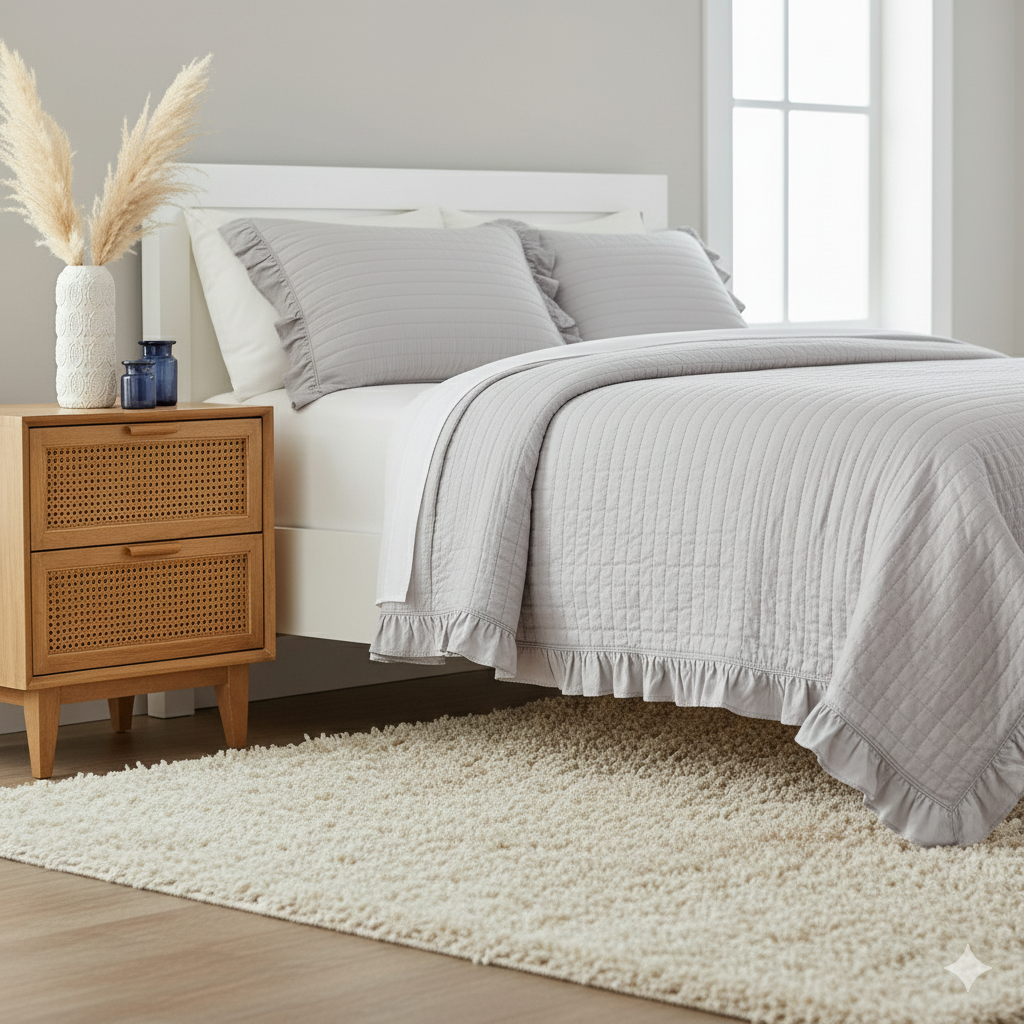 STRIPE TEXTURED QUILT BEDDING SET