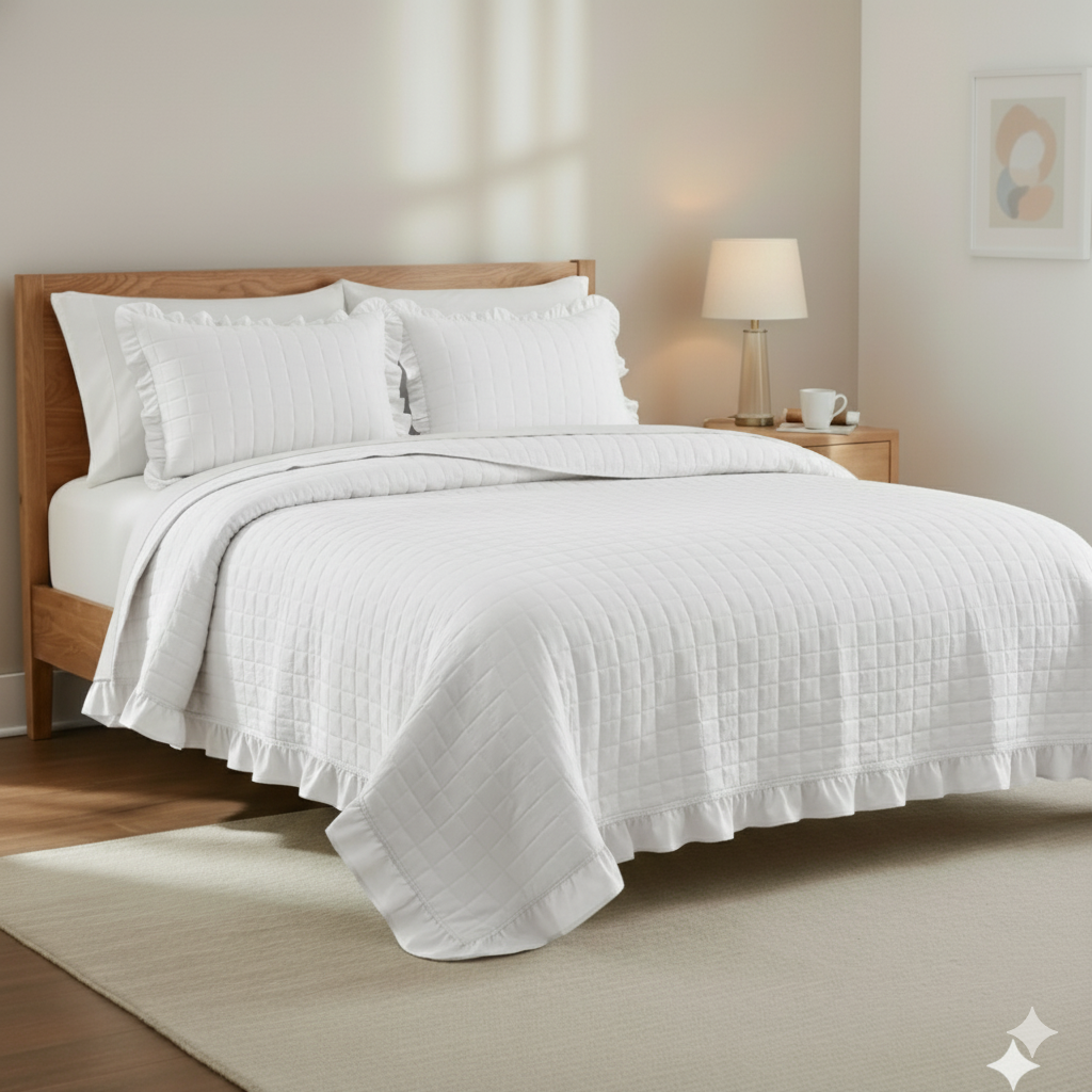 3-PIECE WASHED QUILT BEDDING SET
