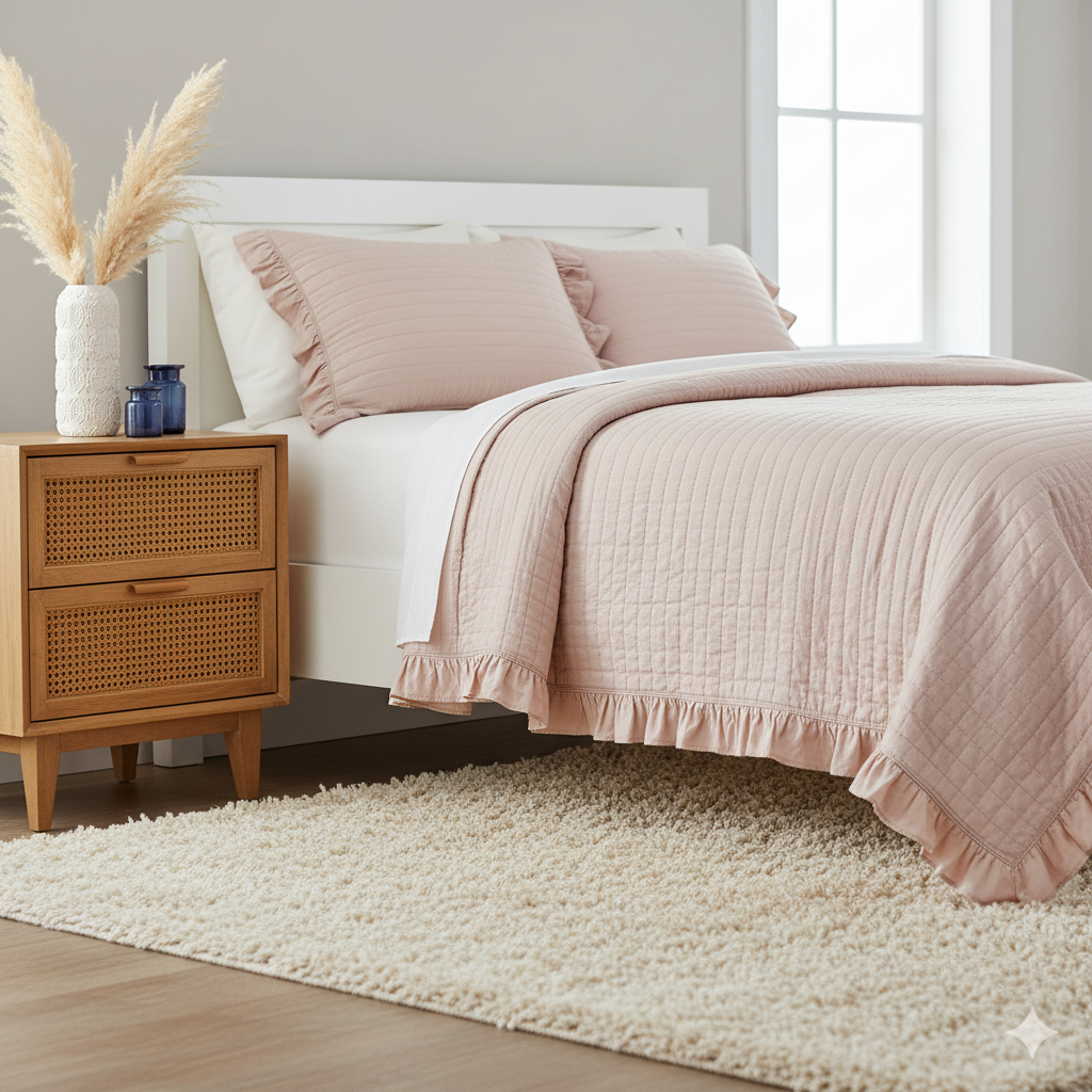 STRIPE TEXTURED QUILT BEDDING SET