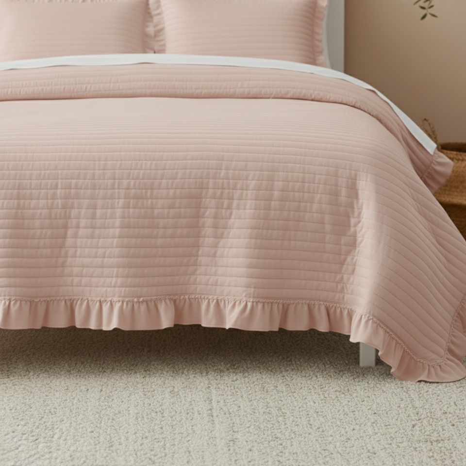 STRIPE TEXTURED QUILT BEDDING SET