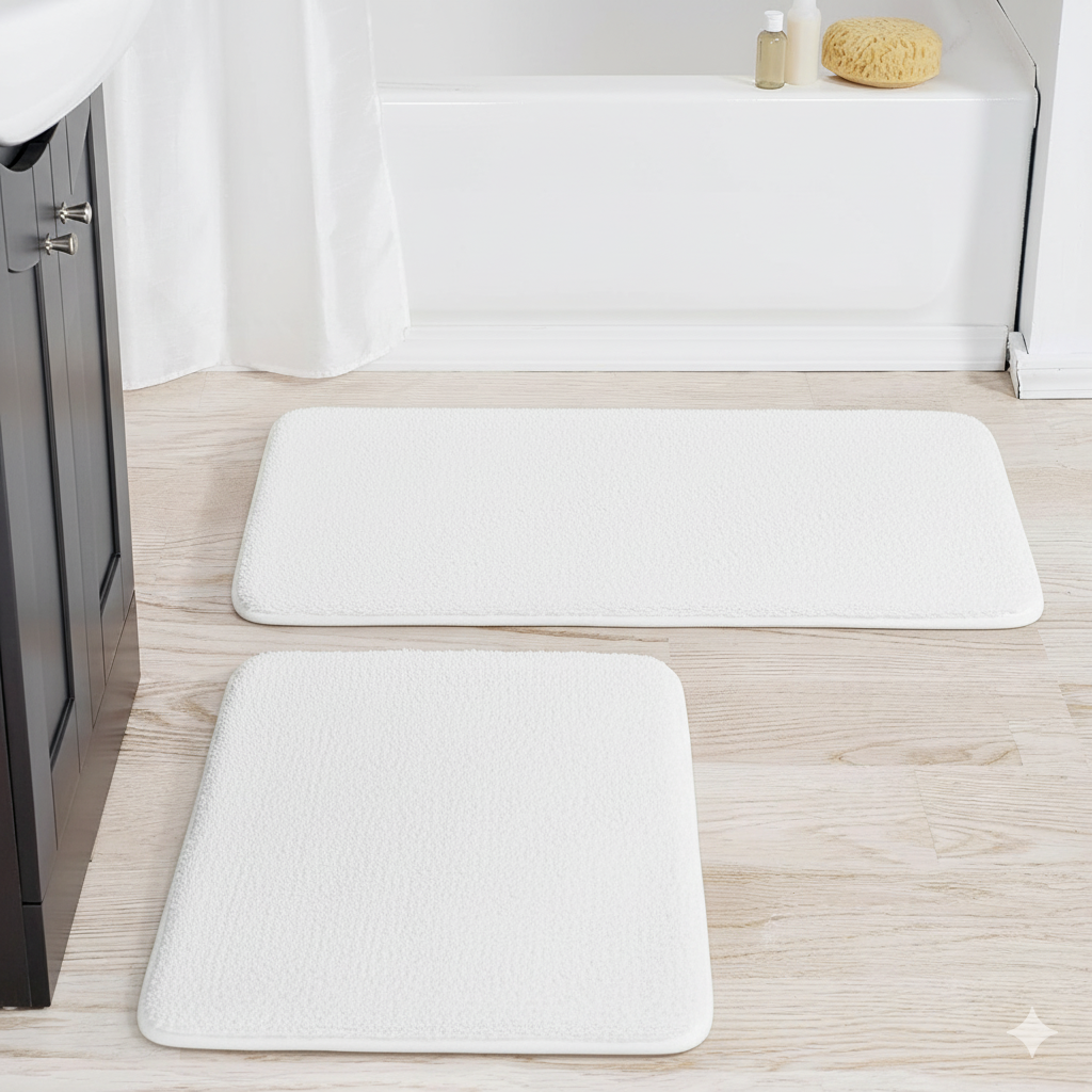 2-PIECE RABBIT FUR BATH MAT