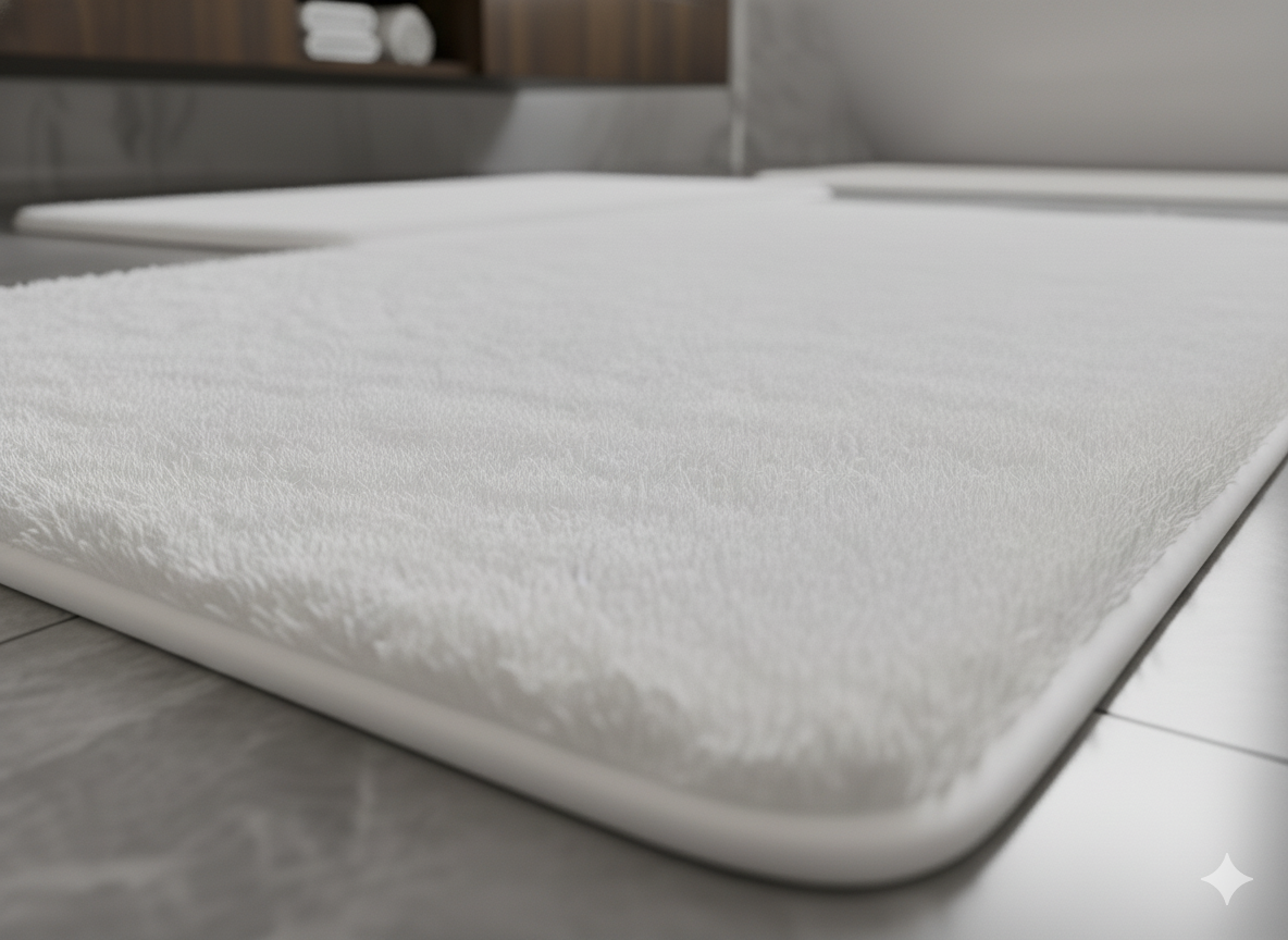 2-PIECE RABBIT FUR BATH MAT