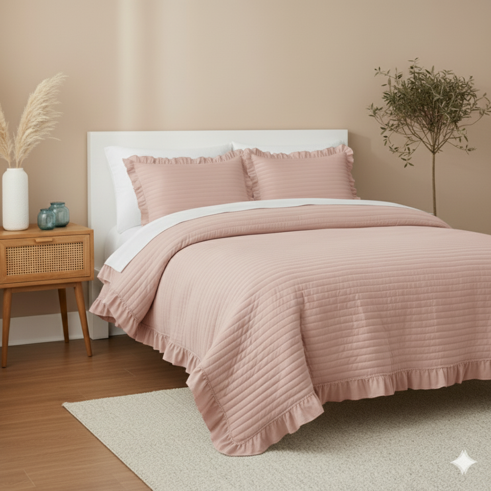 STRIPE TEXTURED QUILT BEDDING SET