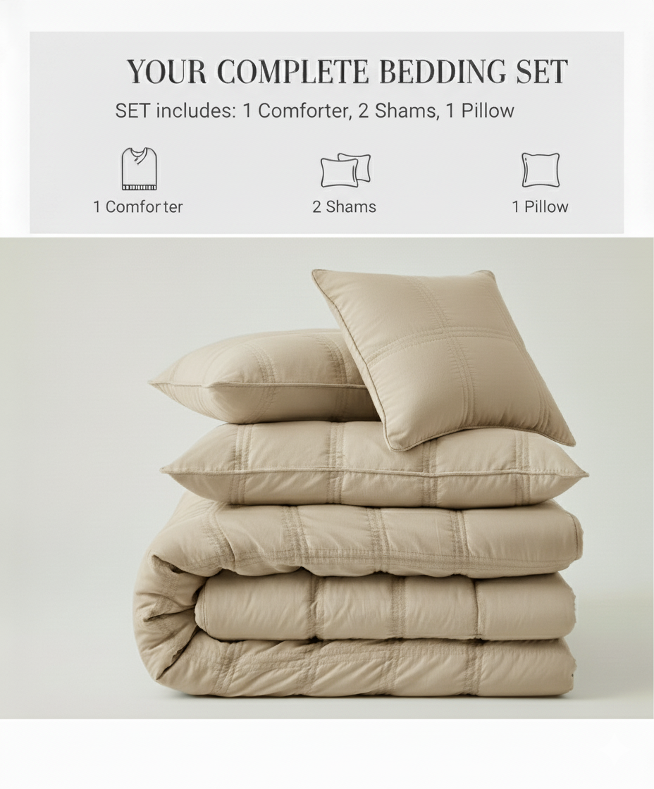 SEERSUCKER SQUARE TEXTURE COMFORTER SET