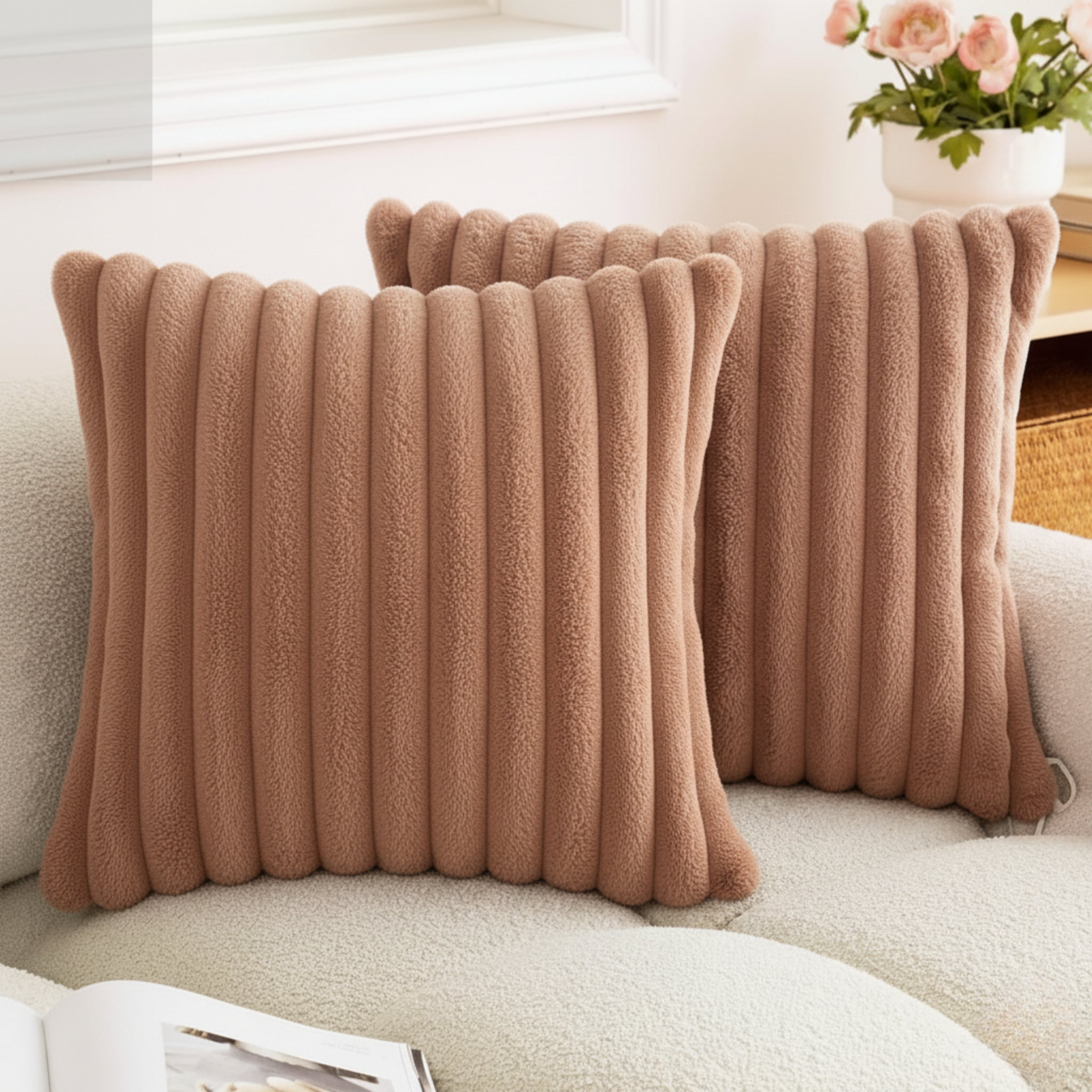 2-PACK MODERN PLUSH STRIPED PILLOW