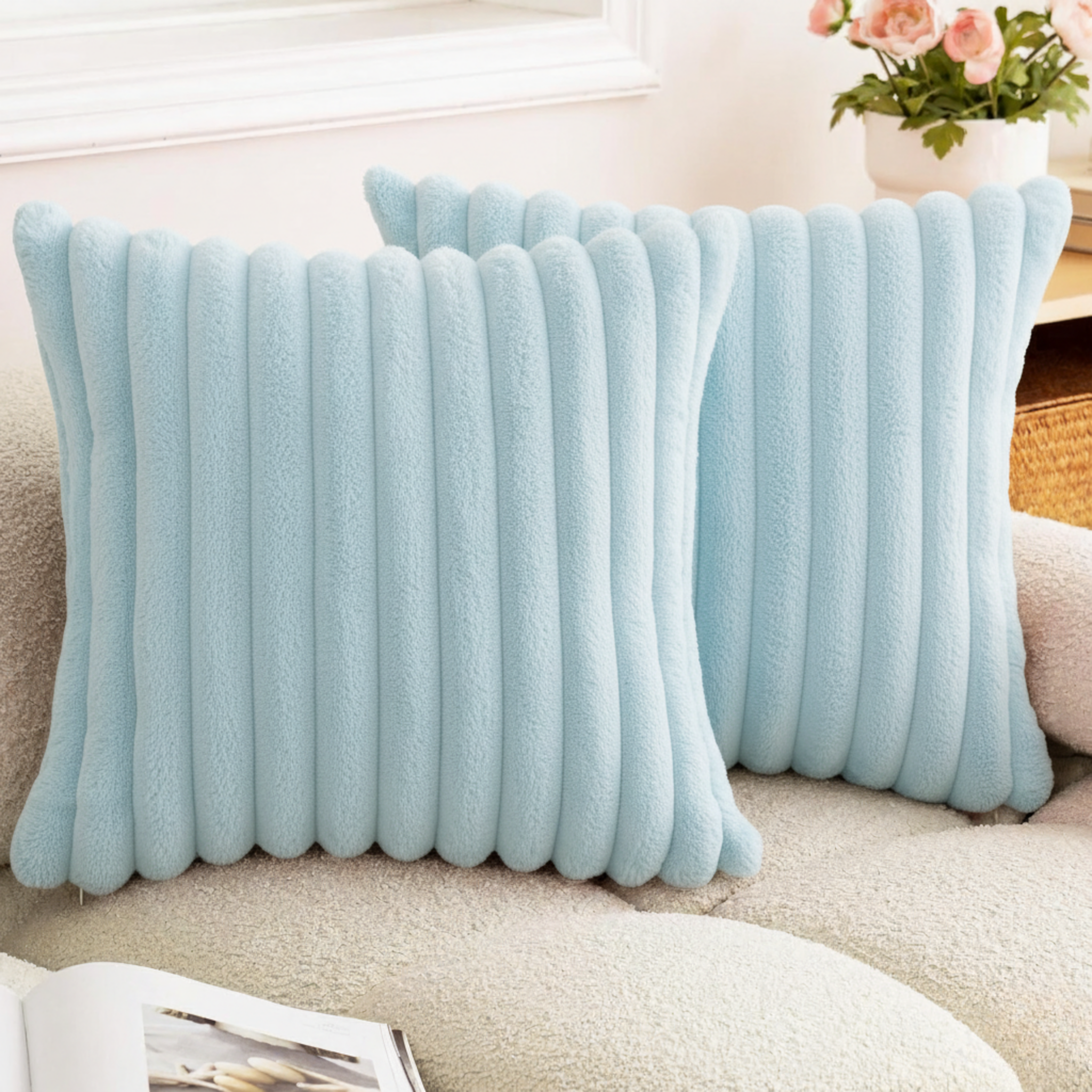 2-PACK MODERN PLUSH STRIPED PILLOW