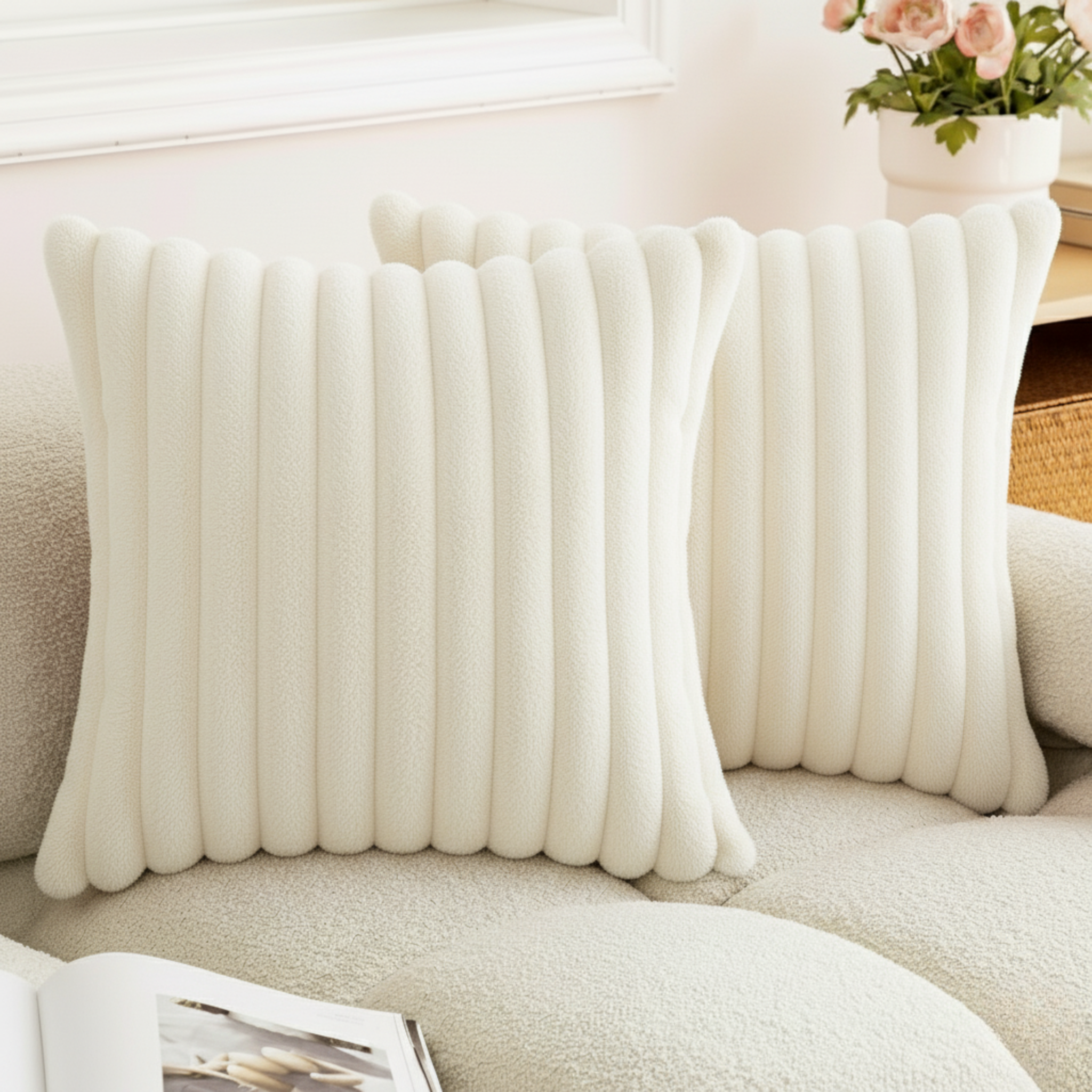 2-PACK MODERN PLUSH STRIPED PILLOW