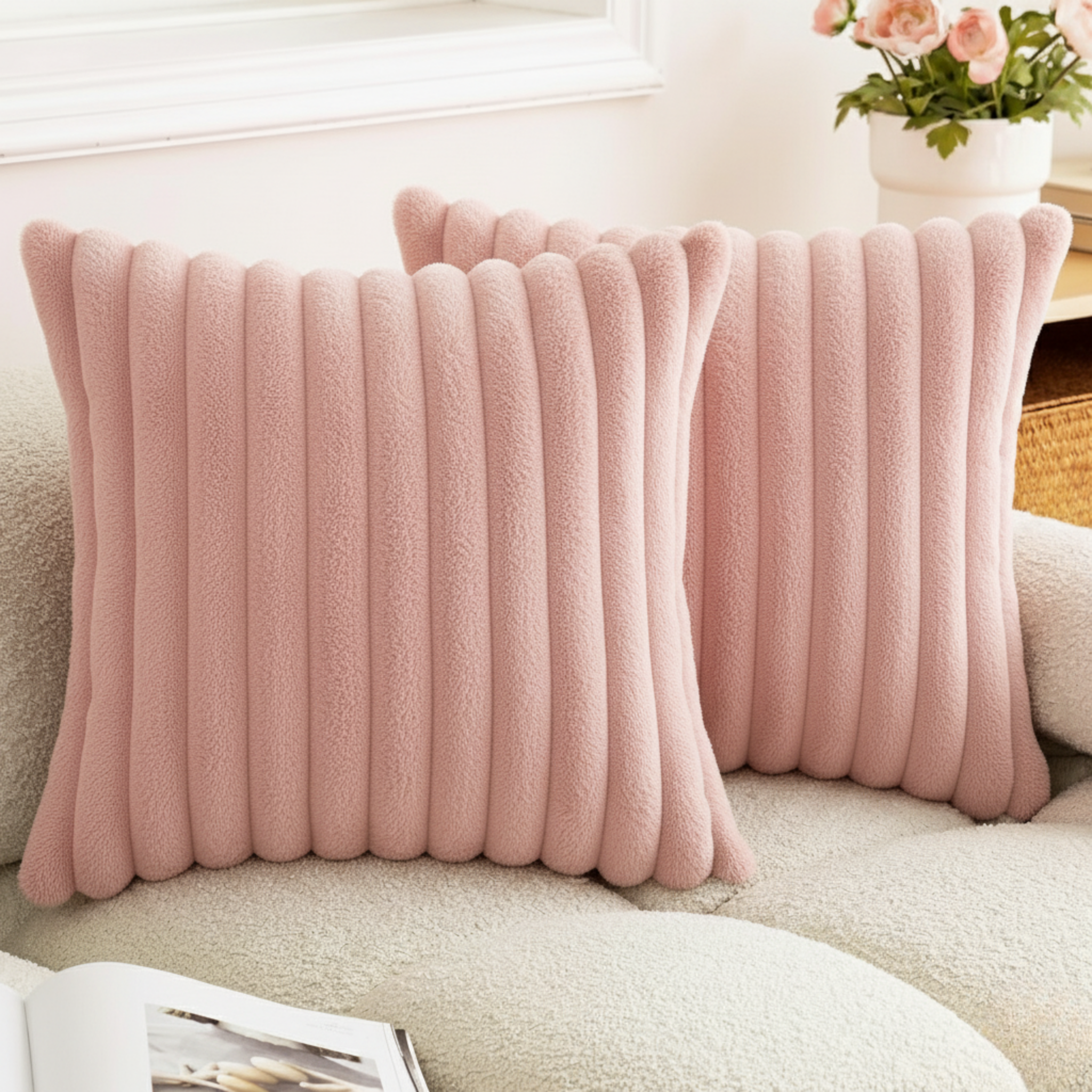 2-PACK MODERN PLUSH STRIPED PILLOW