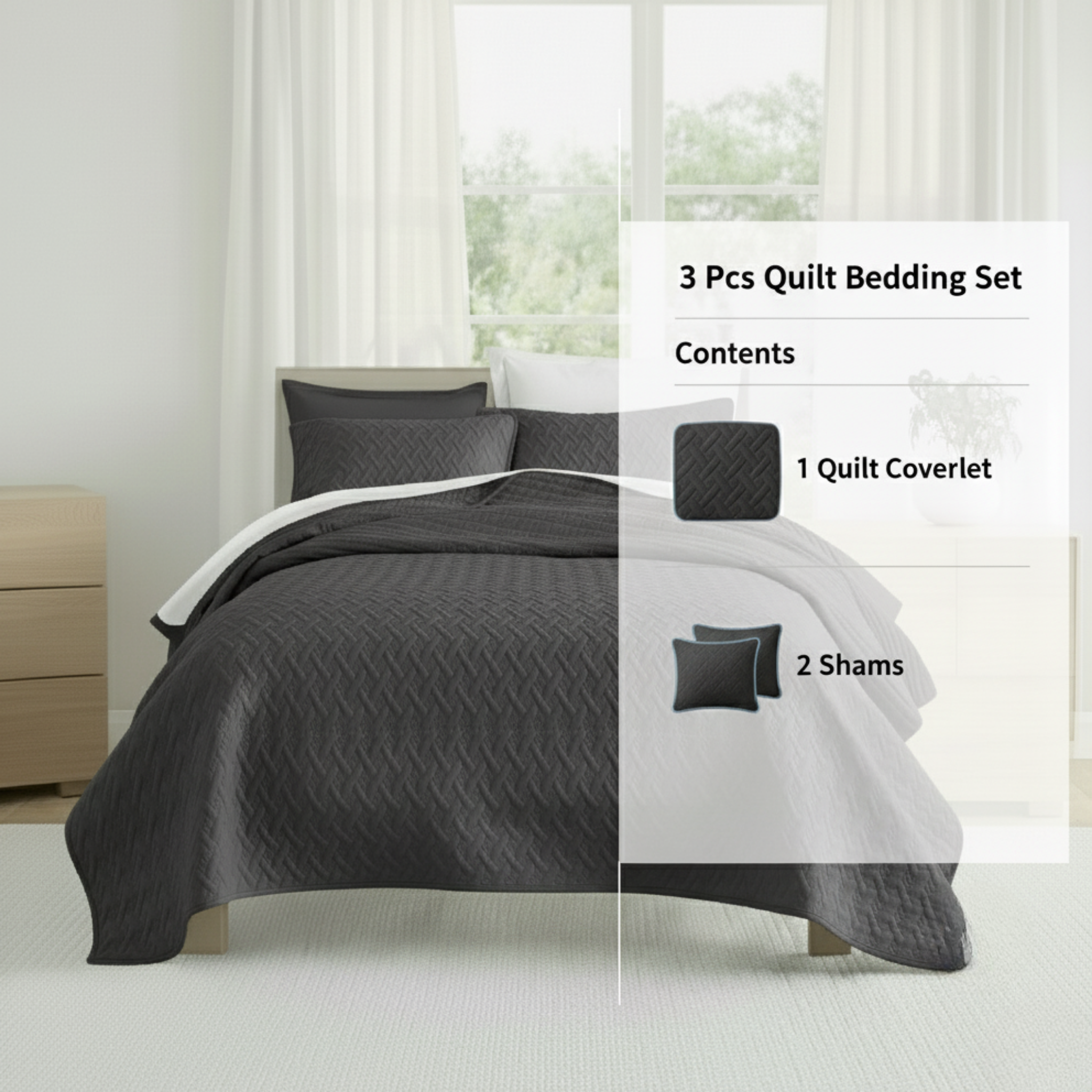 GEOMETRIC TEXTURED LIGHTWEIGHT QUILT SET