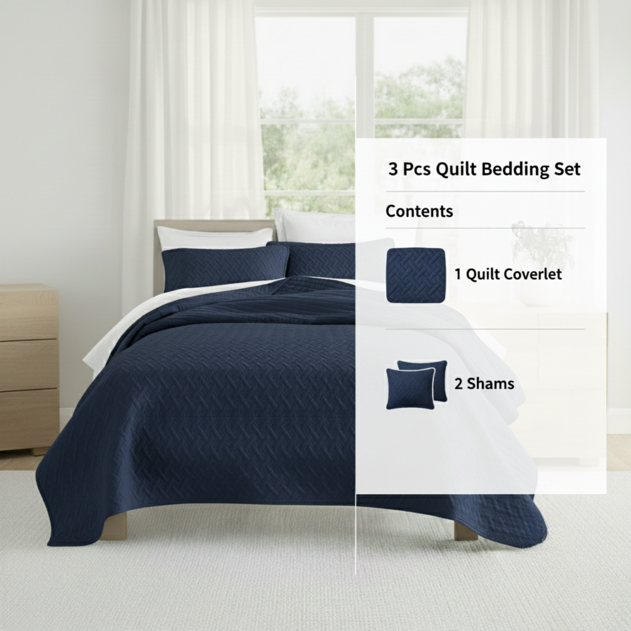 GEOMETRIC TEXTURED LIGHTWEIGHT QUILT SET