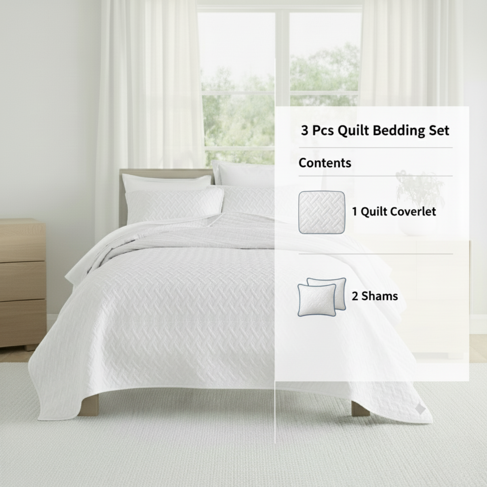 GEOMETRIC TEXTURED LIGHTWEIGHT QUILT SET