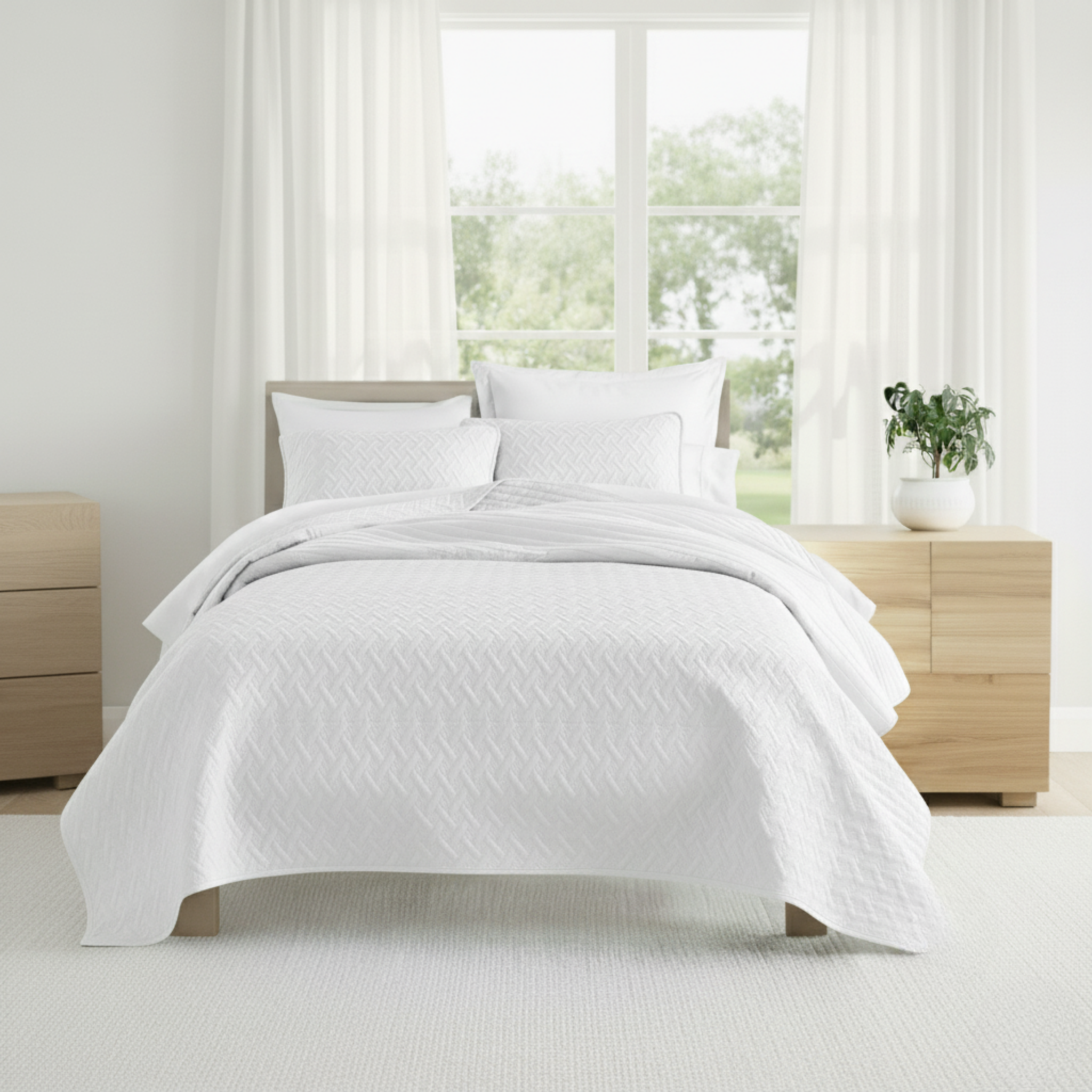 GEOMETRIC TEXTURED LIGHTWEIGHT QUILT SET