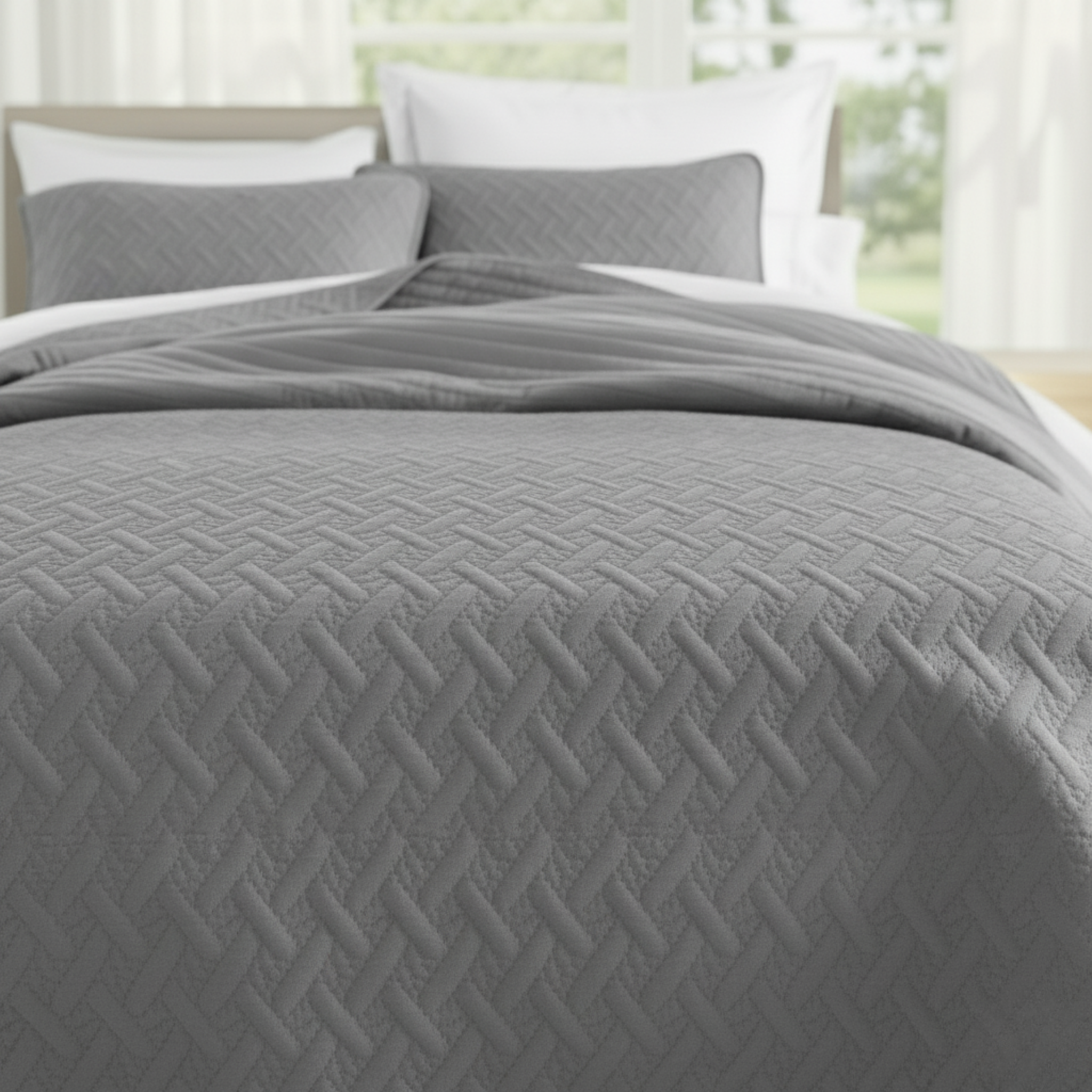 GEOMETRIC TEXTURED LIGHTWEIGHT QUILT SET