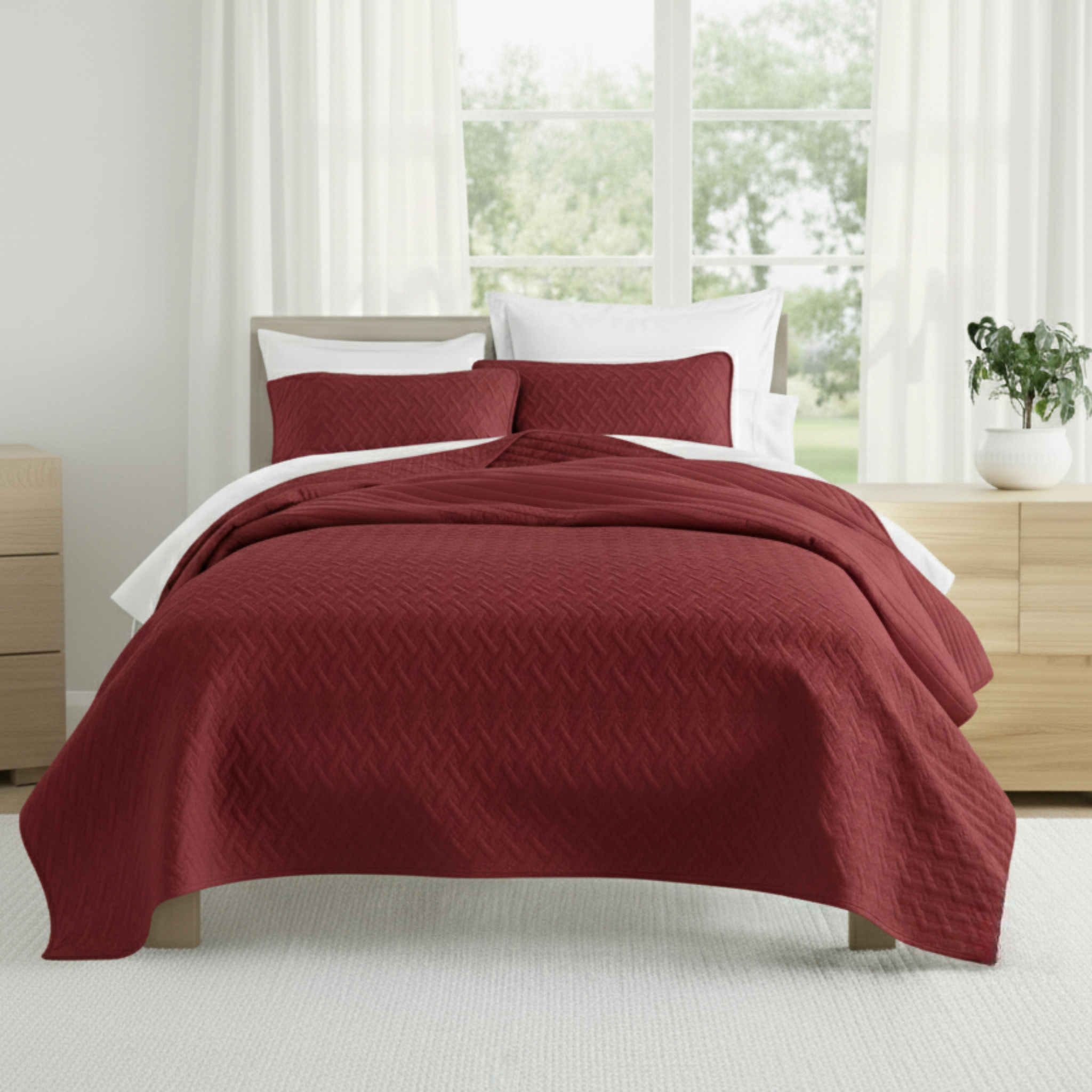GEOMETRIC TEXTURED LIGHTWEIGHT QUILT SET