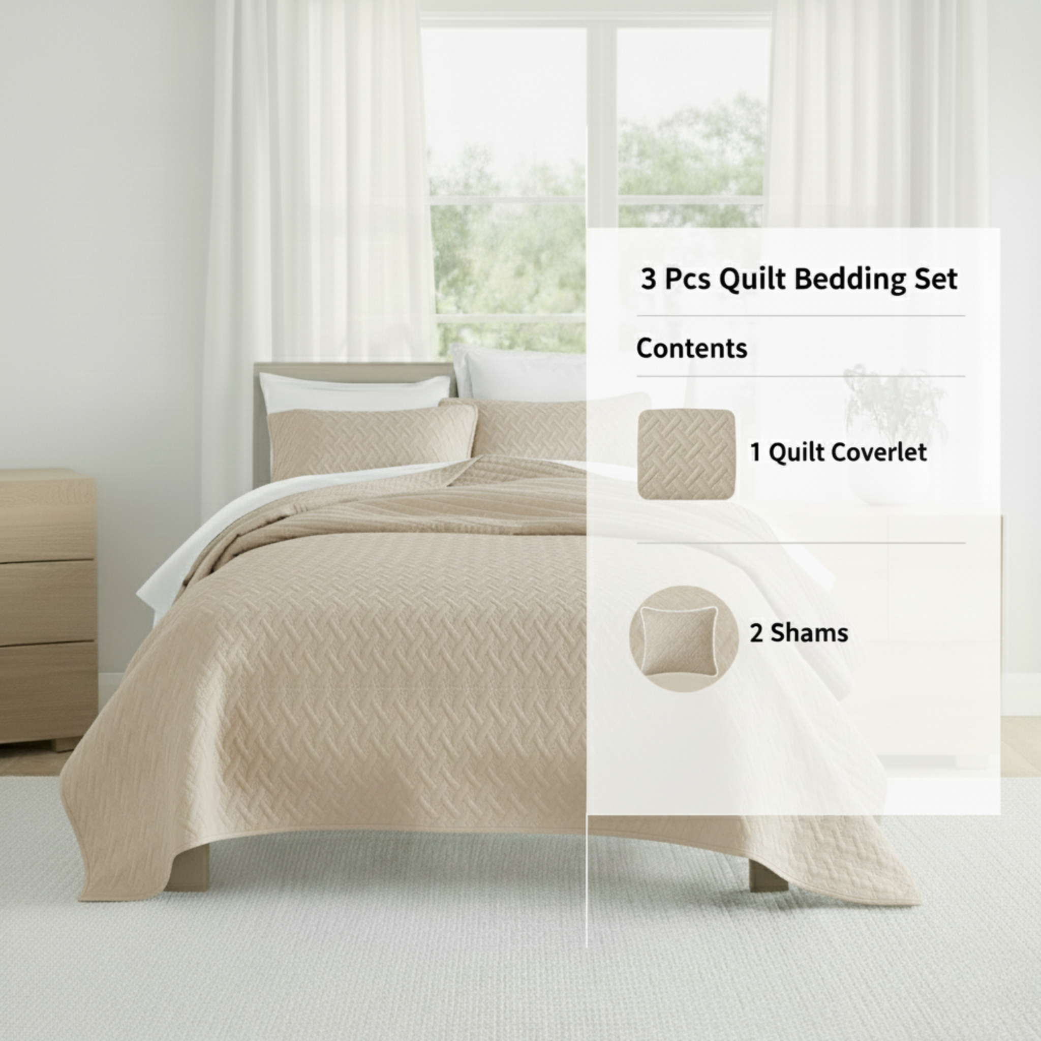 GEOMETRIC TEXTURED LIGHTWEIGHT QUILT SET