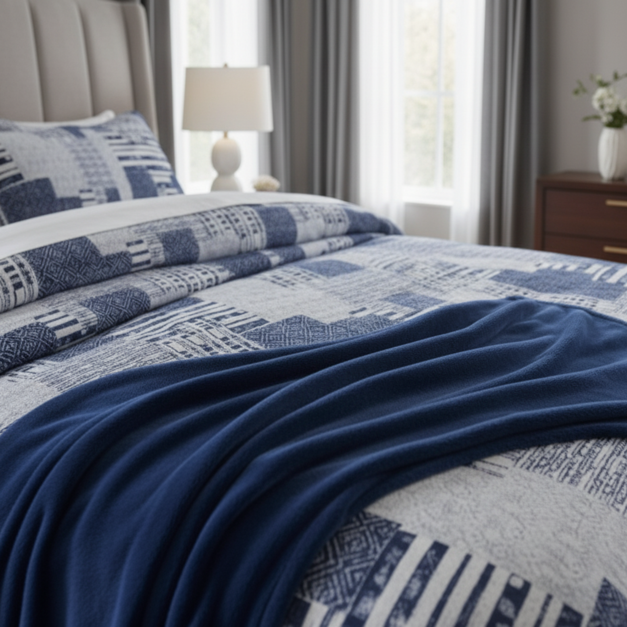 MODERN PATCHWORK COMFORTER SET WITH PLUS THROW