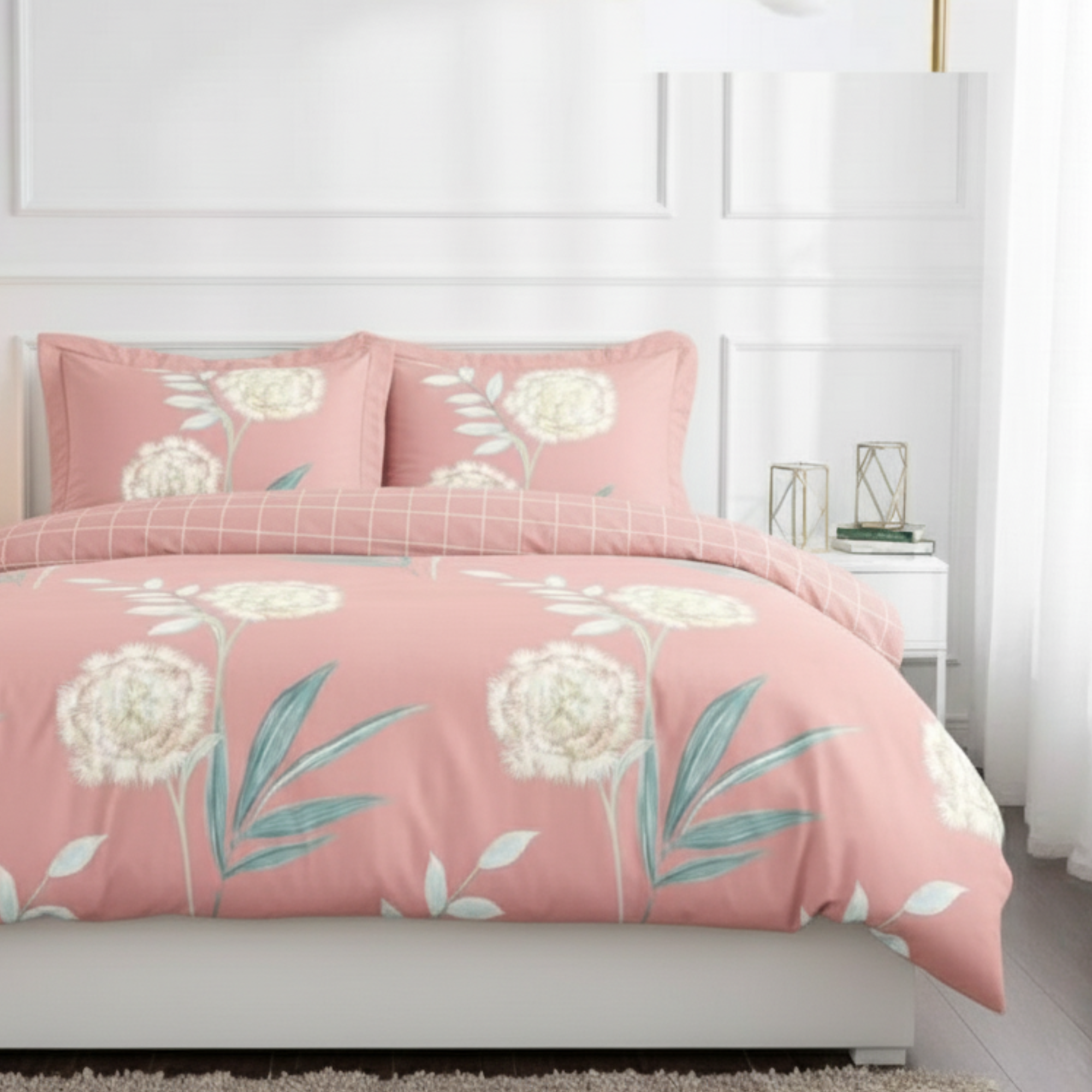 3-PIECE REVERSIBLE FLORAL DUVET COVER SET