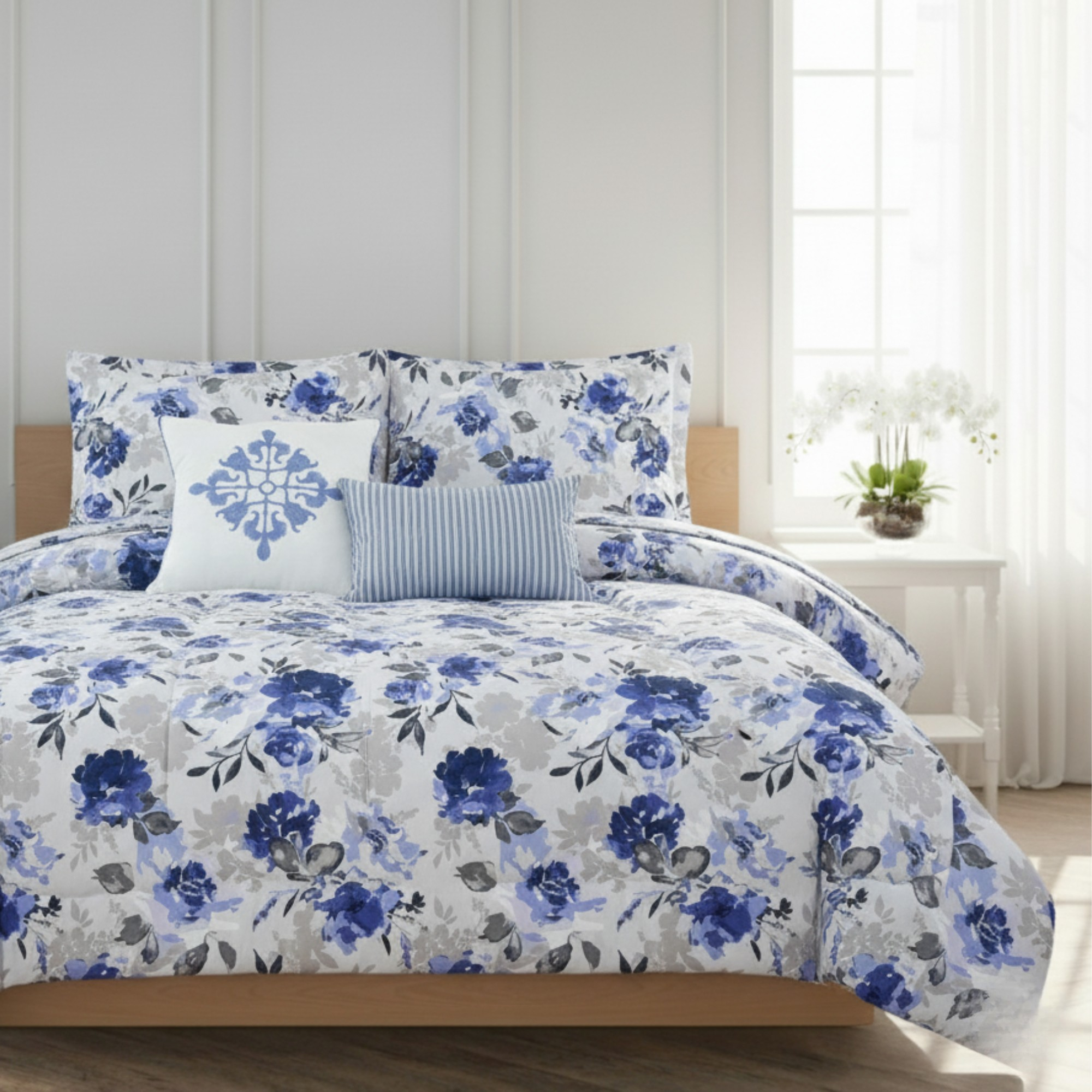 BOTANICAL BLUE FLORAL COMFORTER SET
