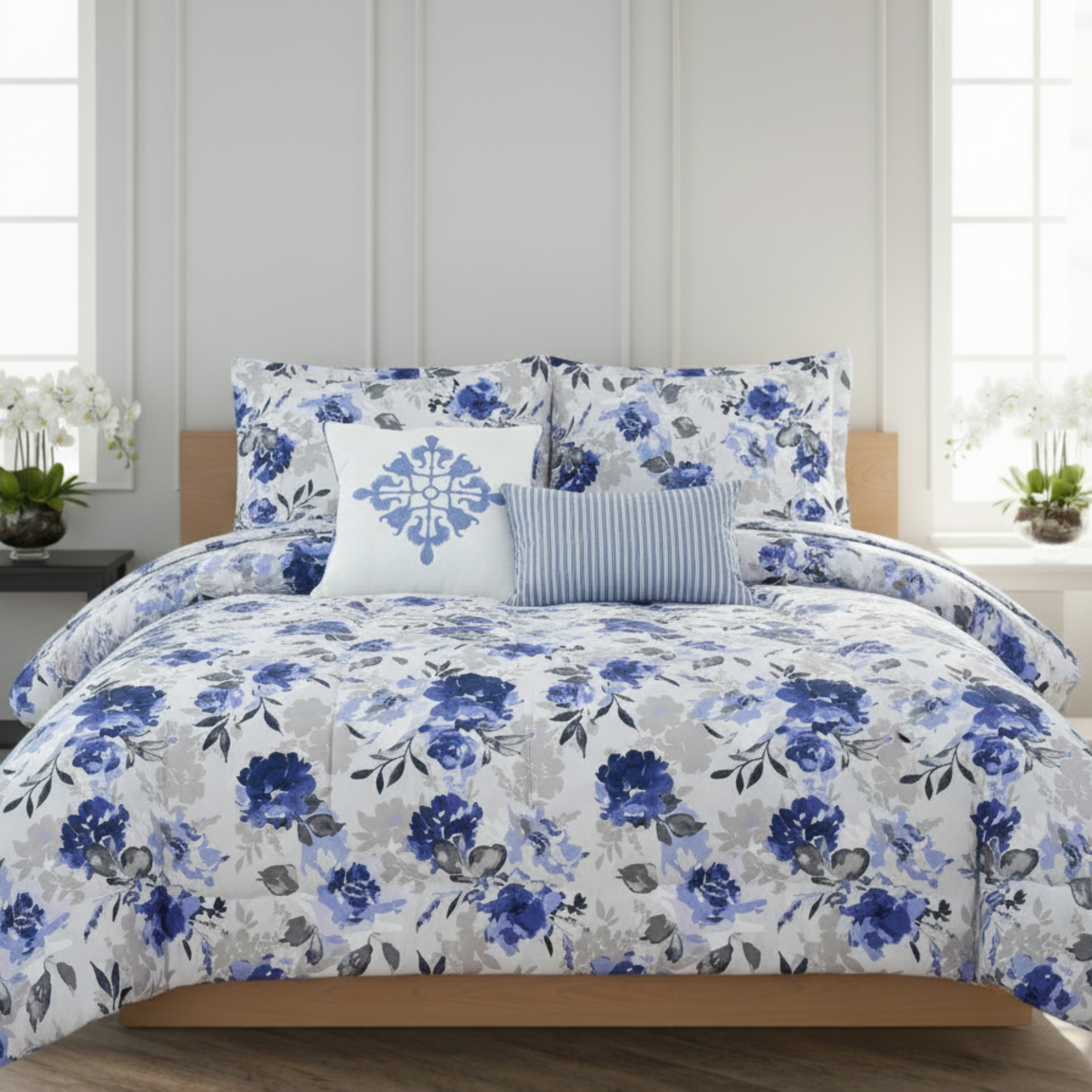 BOTANICAL BLUE FLORAL COMFORTER SET