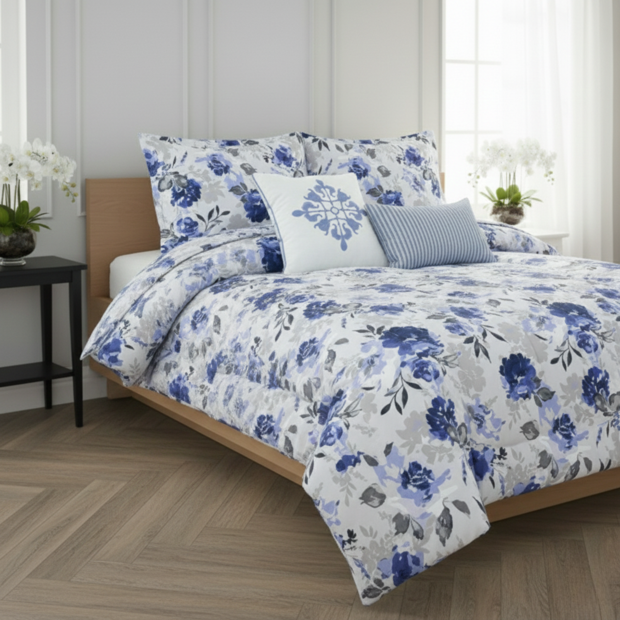 BOTANICAL BLUE FLORAL COMFORTER SET