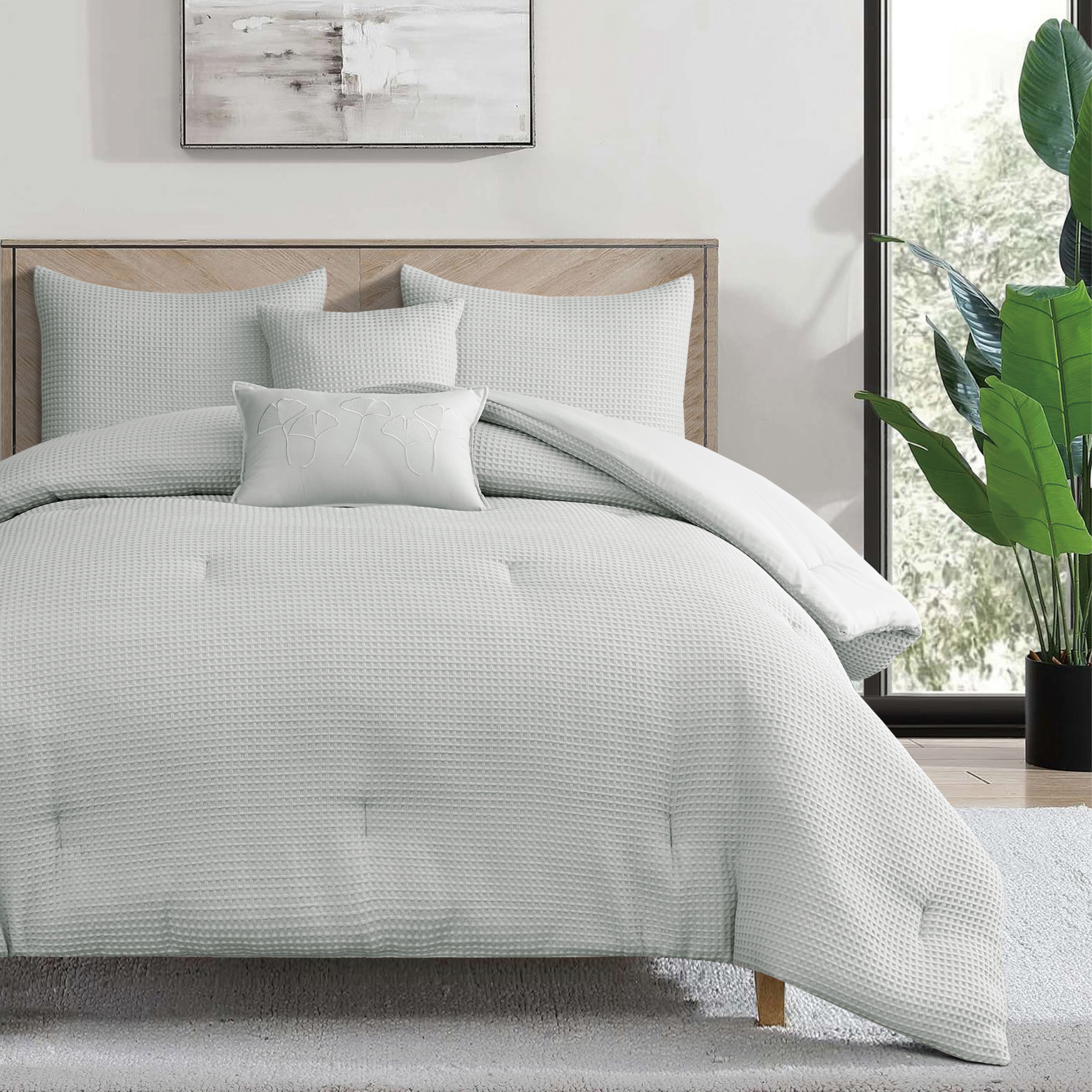 WAFFLE WEAVE REVERSIBLE COMFORTER SET