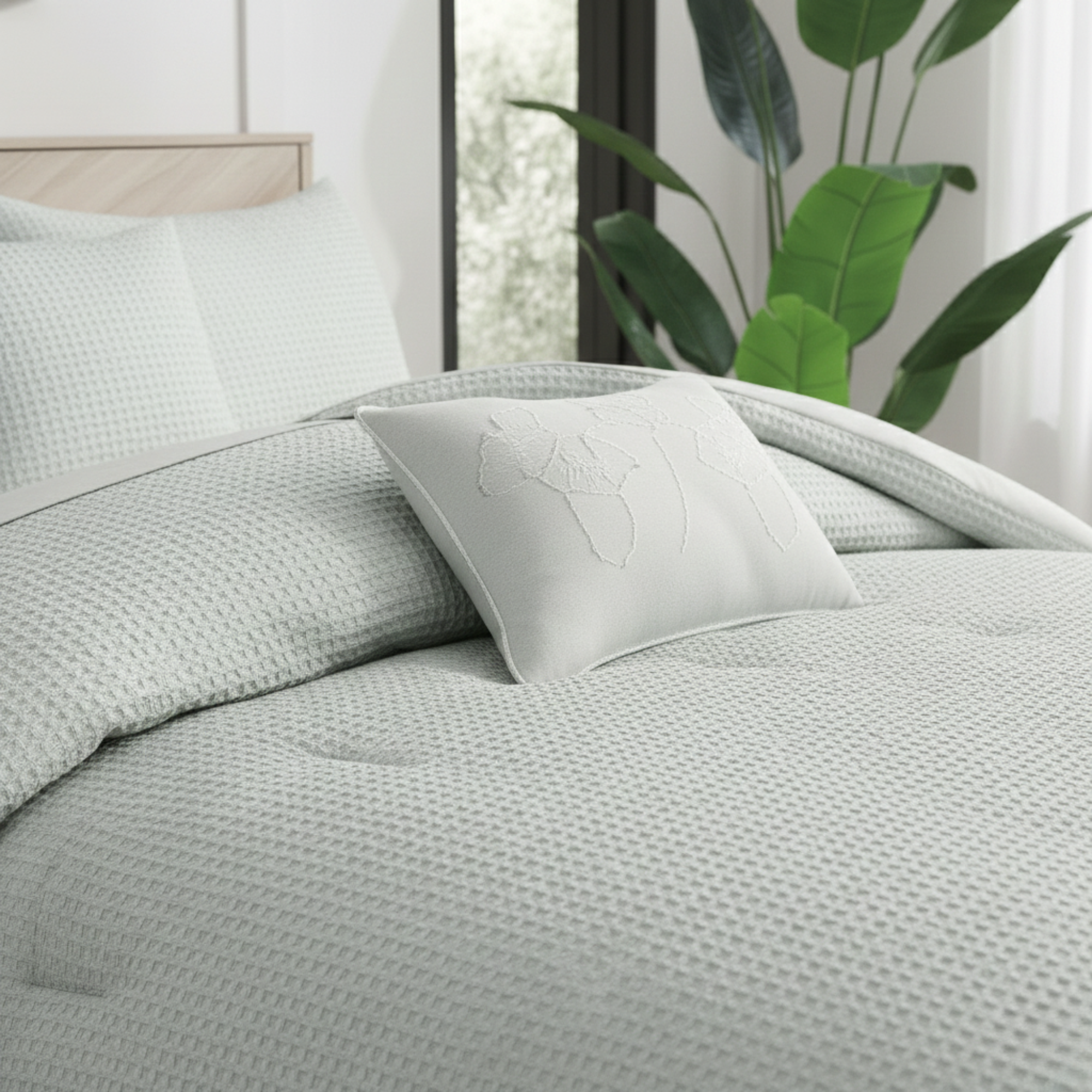 WAFFLE WEAVE REVERSIBLE COMFORTER SET