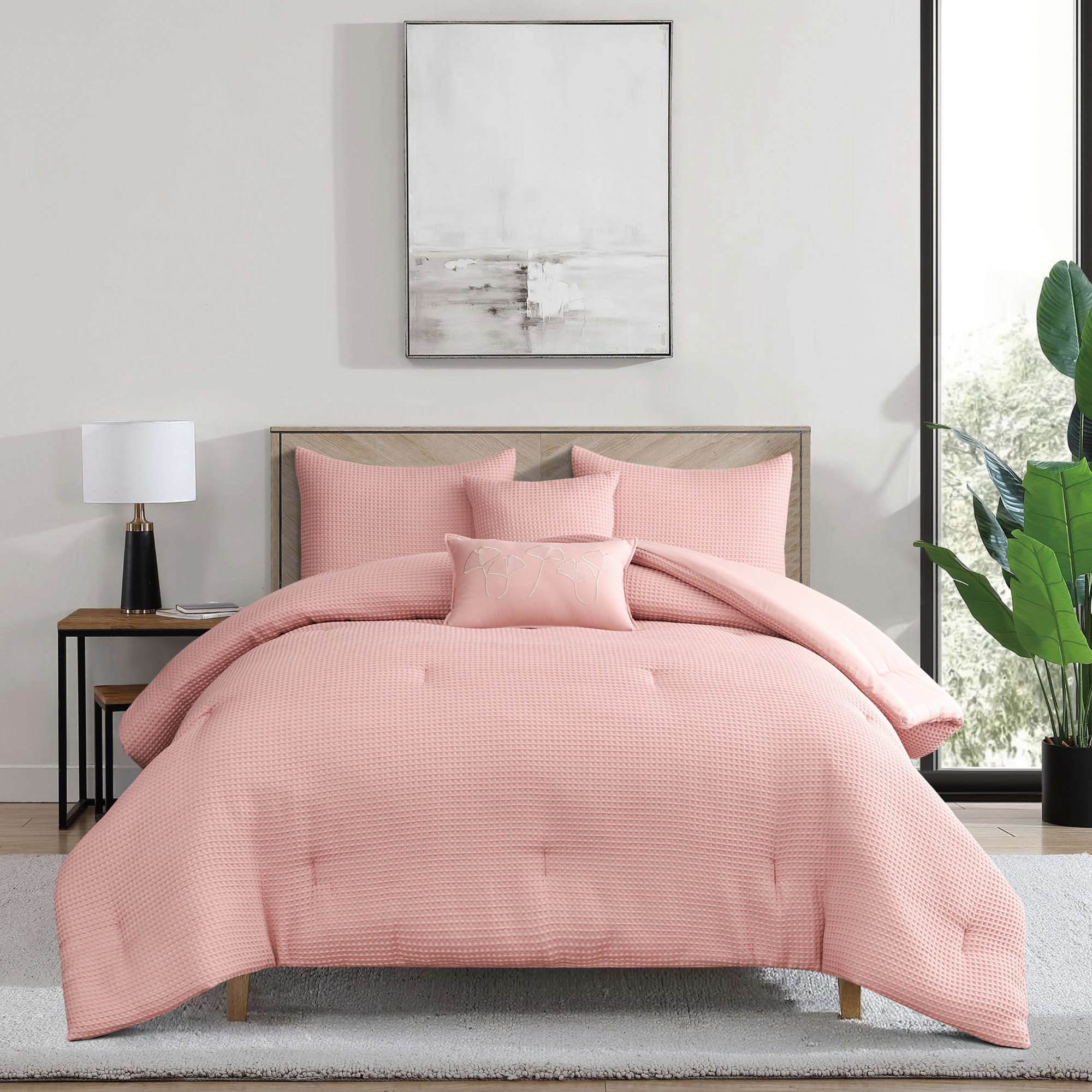 WAFFLE WEAVE REVERSIBLE COMFORTER SET