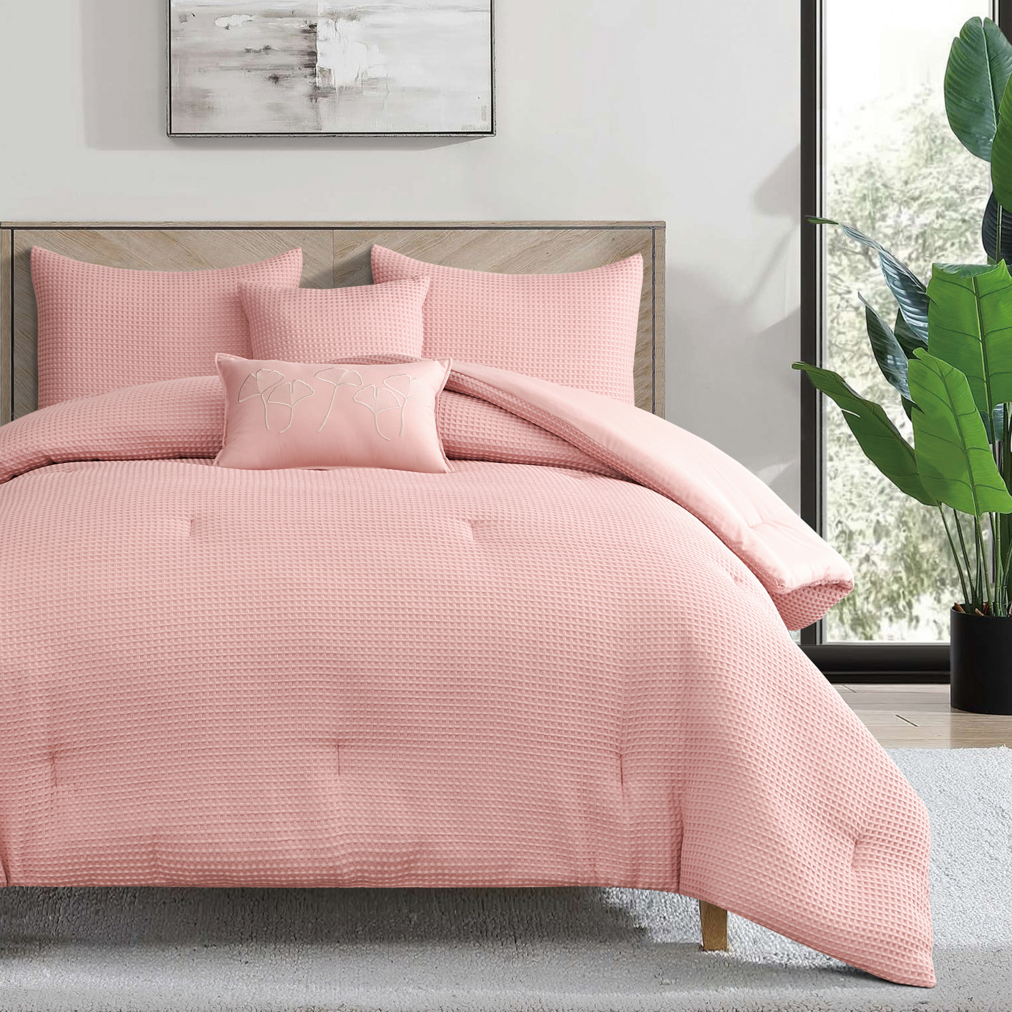 WAFFLE WEAVE REVERSIBLE COMFORTER SET