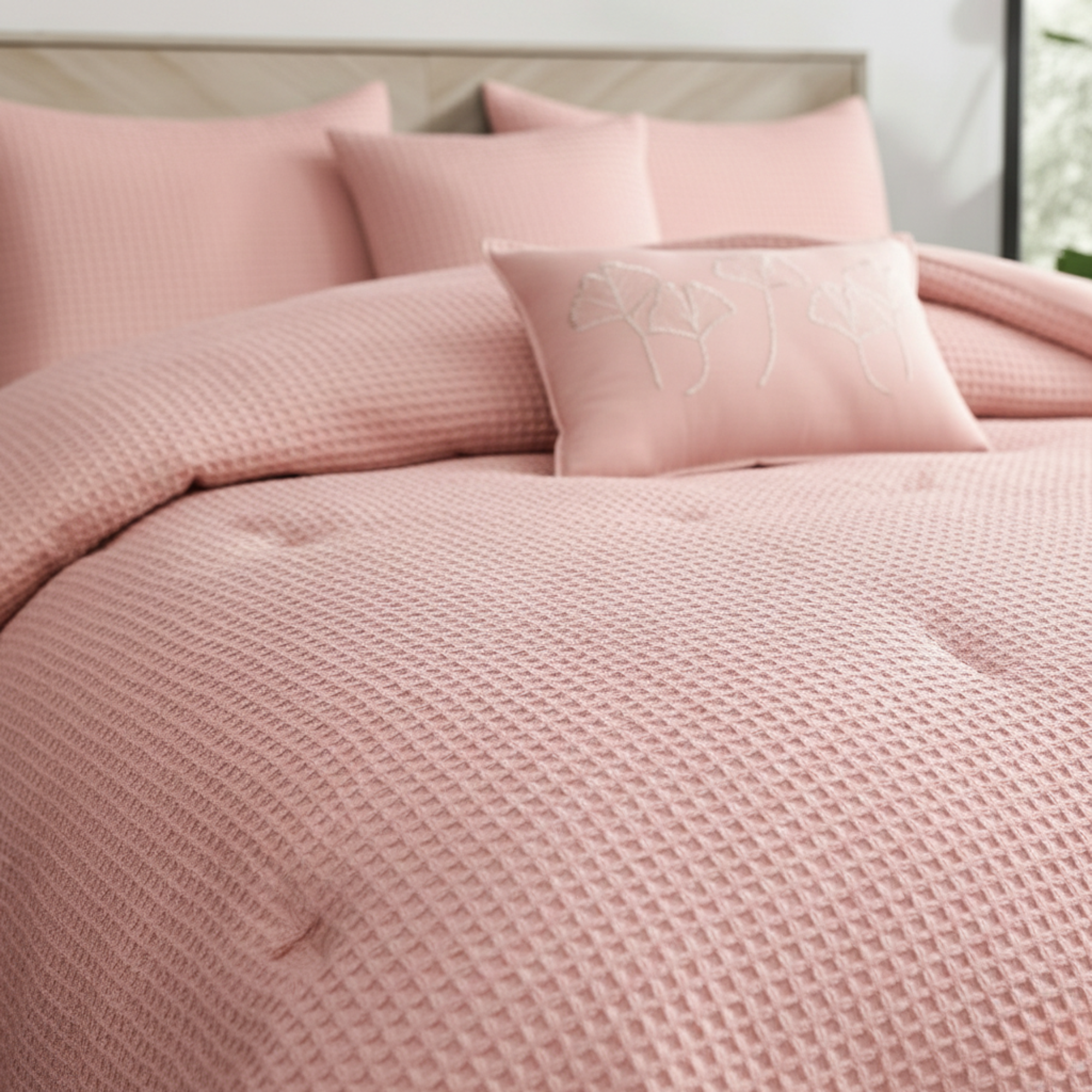 WAFFLE WEAVE REVERSIBLE COMFORTER SET