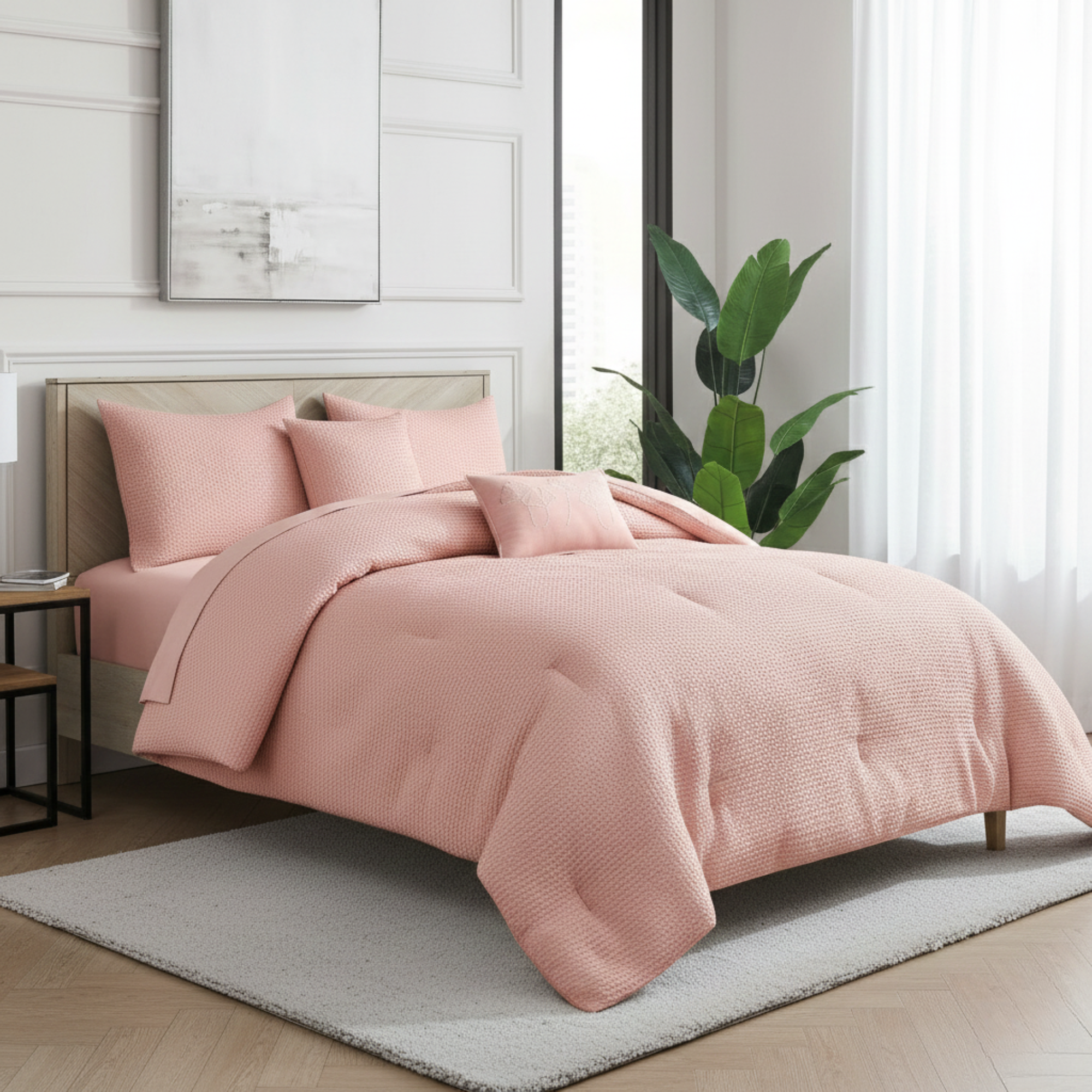 WAFFLE WEAVE REVERSIBLE COMFORTER SET