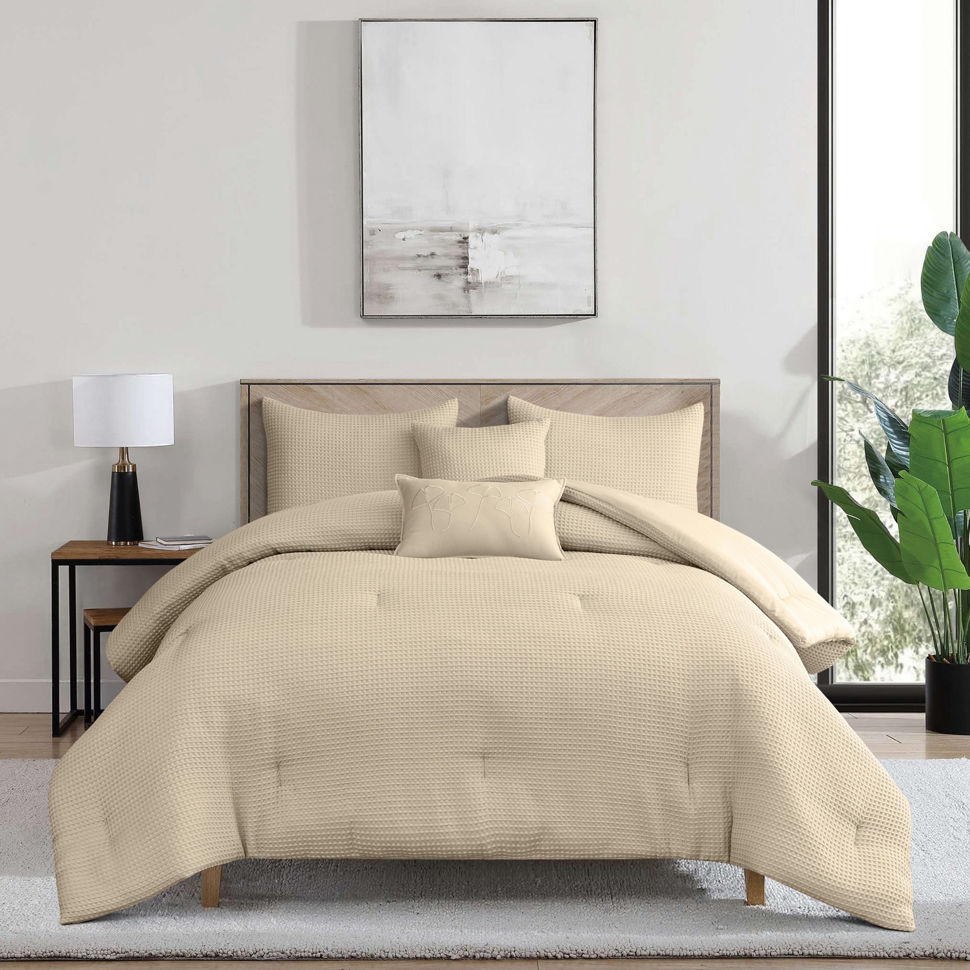 WAFFLE WEAVE REVERSIBLE COMFORTER SET