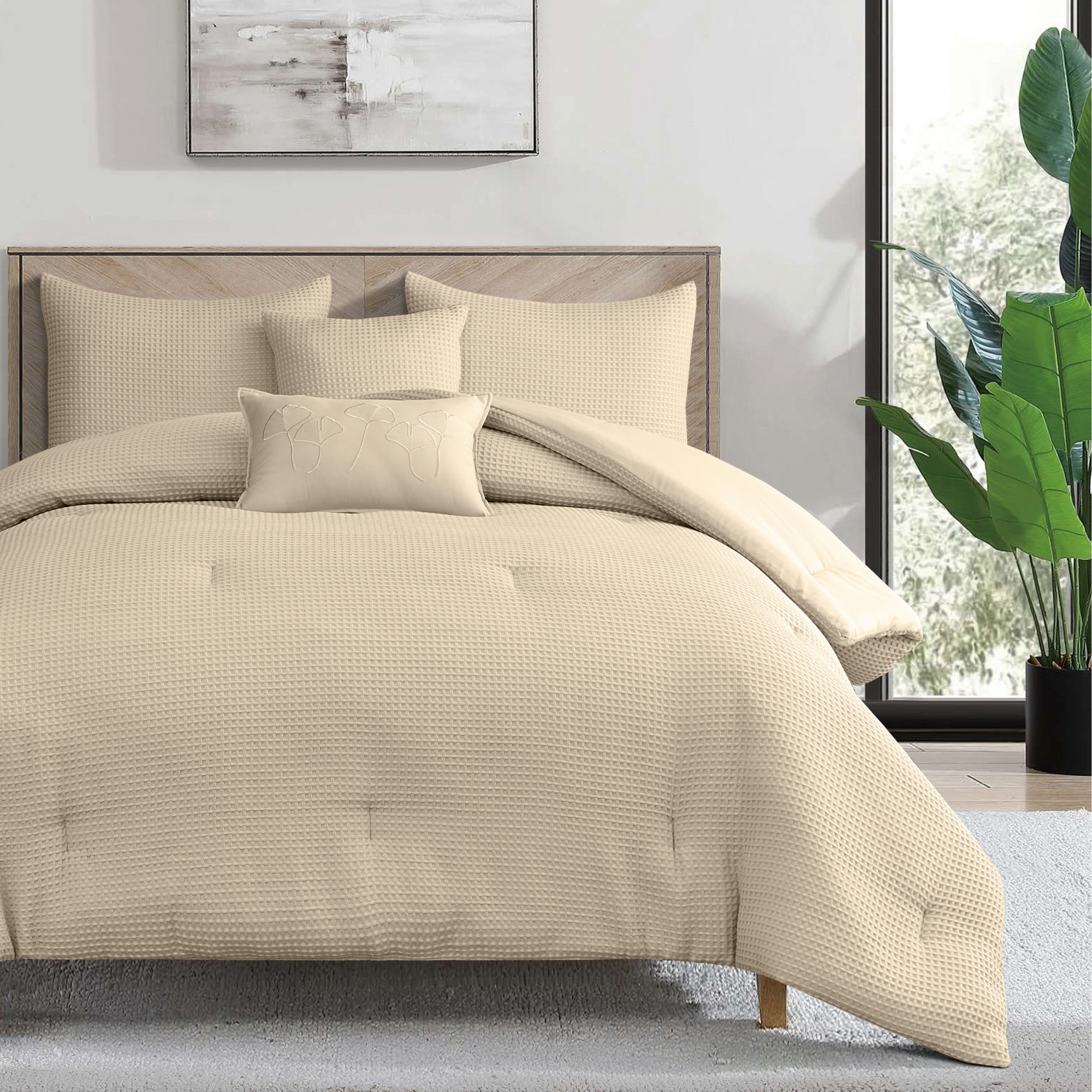 WAFFLE WEAVE REVERSIBLE COMFORTER SET