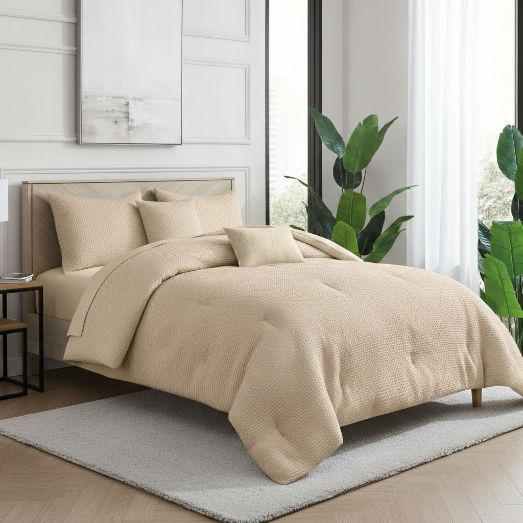 WAFFLE WEAVE REVERSIBLE COMFORTER SET