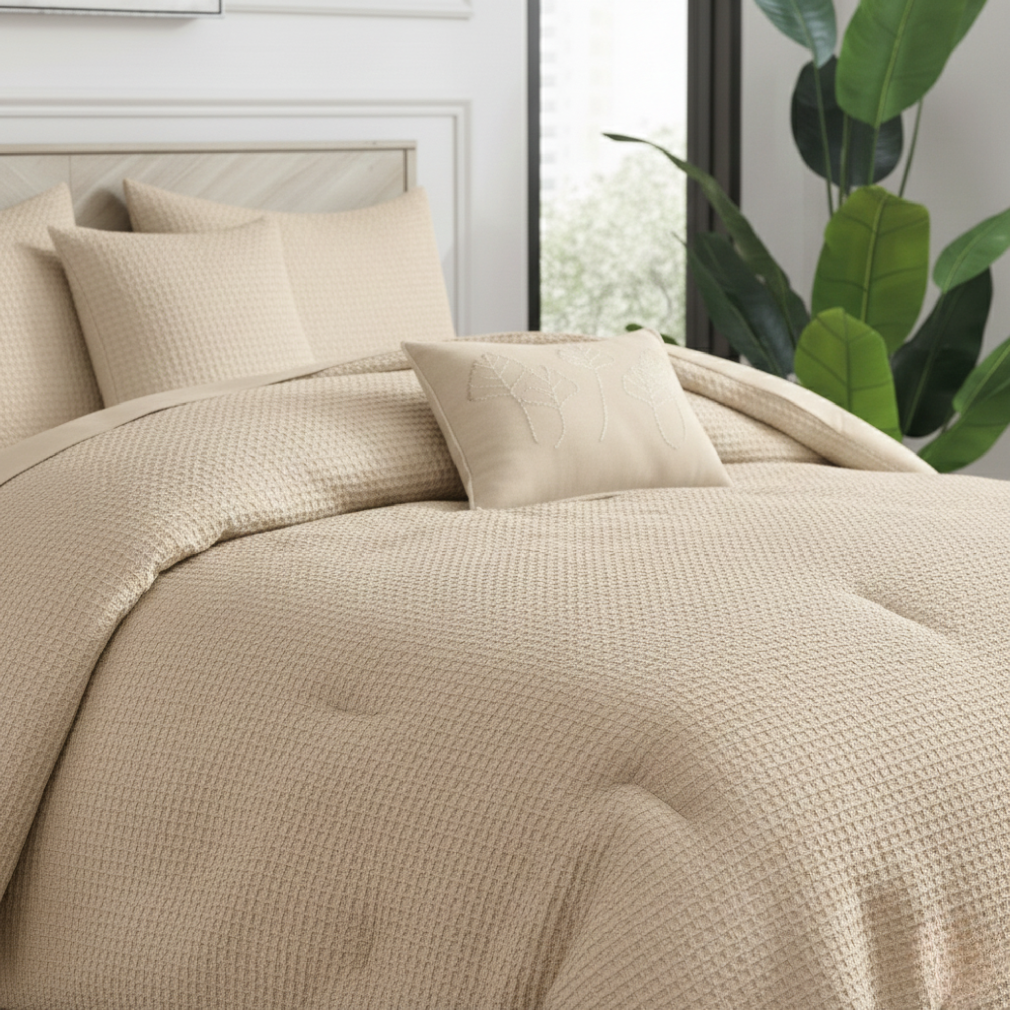WAFFLE WEAVE REVERSIBLE COMFORTER SET