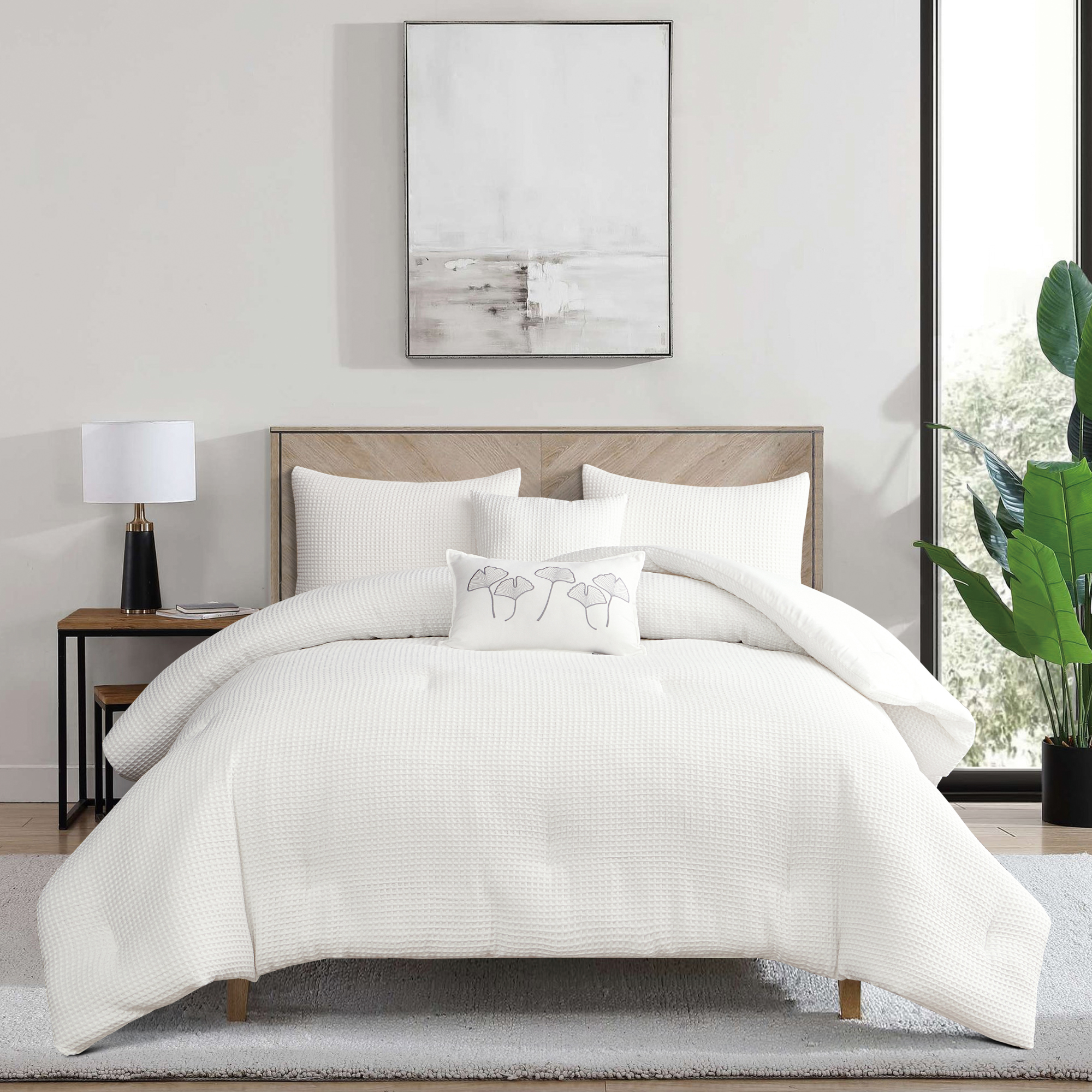 WAFFLE WEAVE REVERSIBLE COMFORTER SET