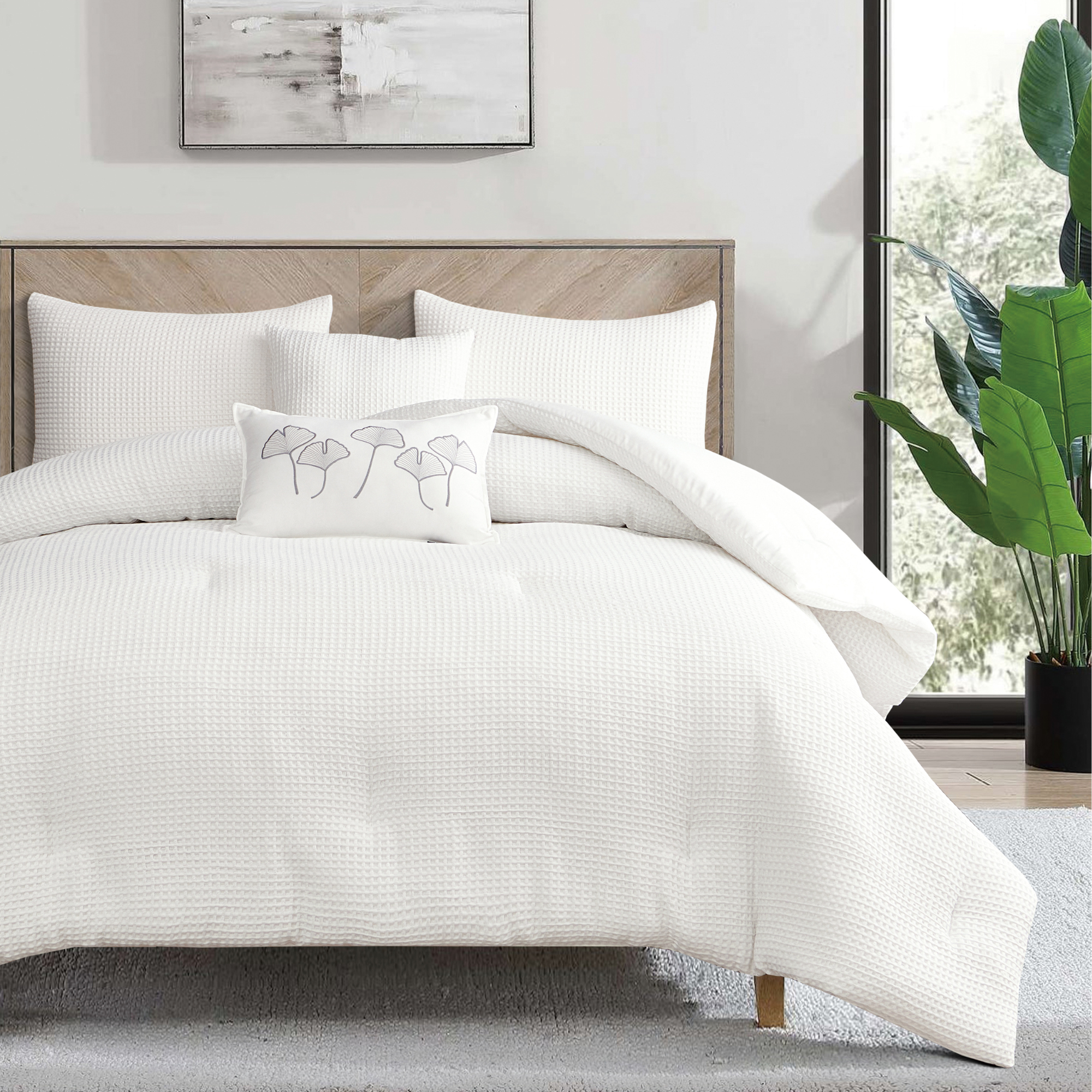 WAFFLE WEAVE REVERSIBLE COMFORTER SET